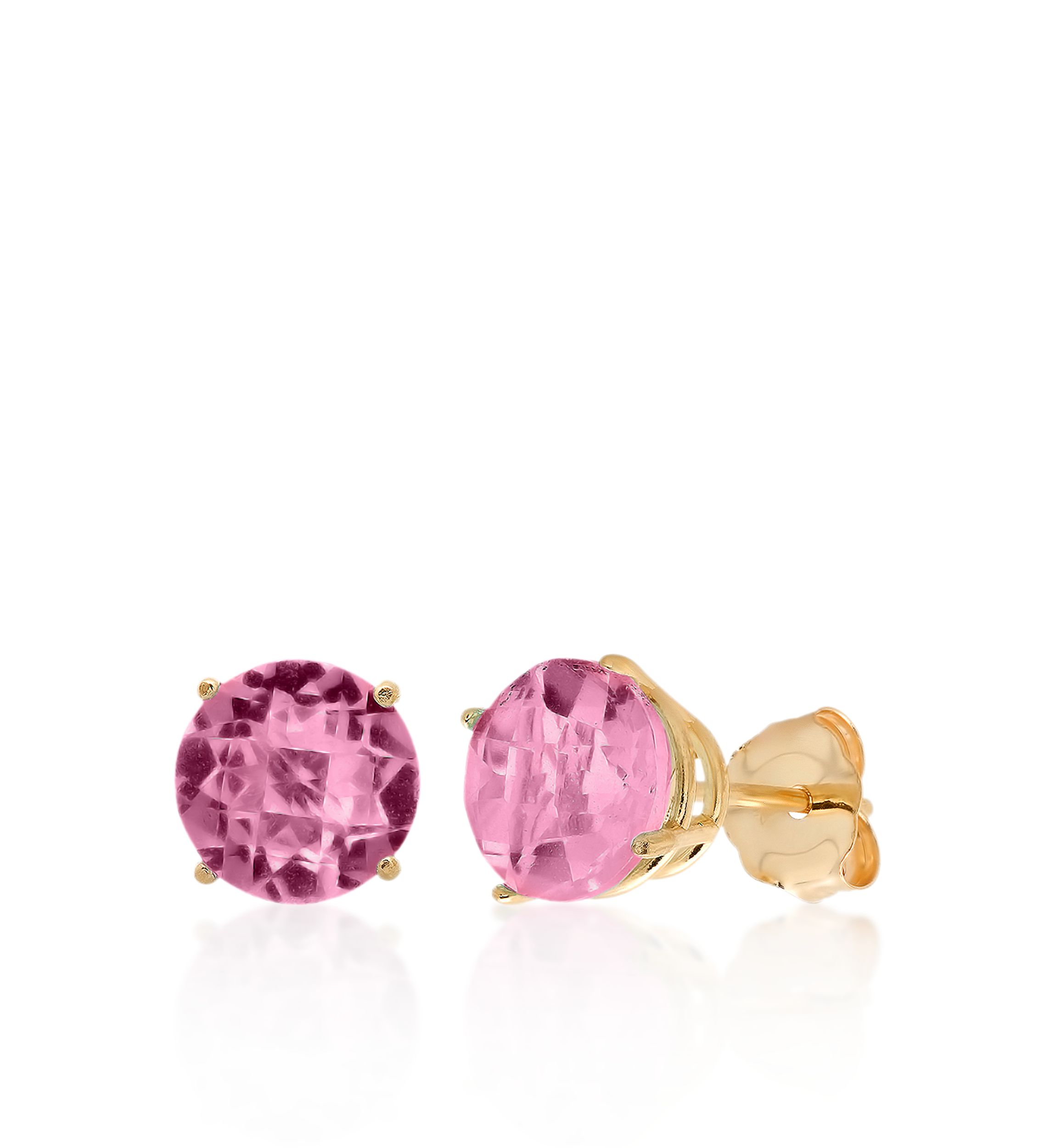 10k Yellow Gold Pink Amethyst Stud Earrings