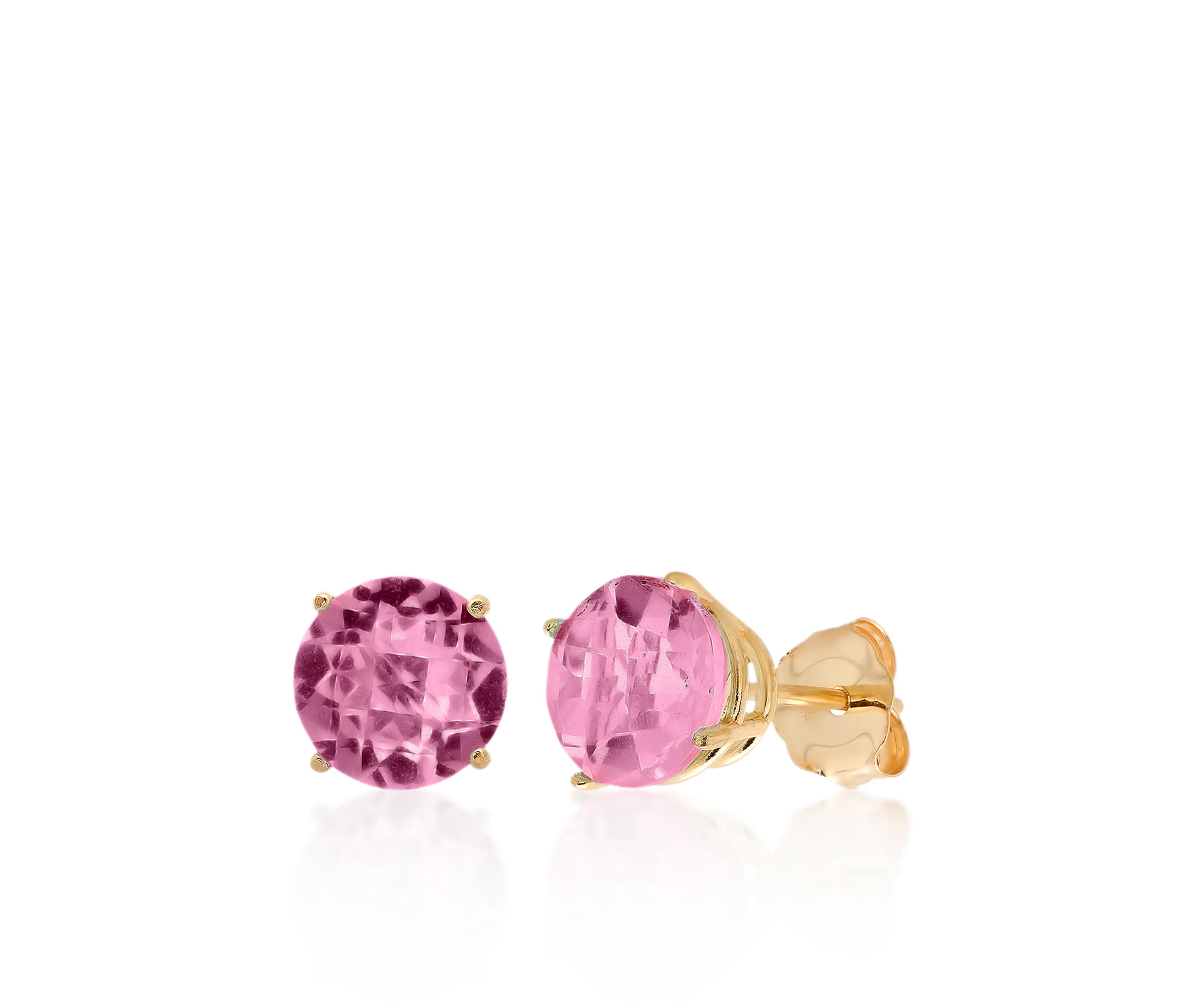 10k Yellow Gold Pink Amethyst Stud Earrings