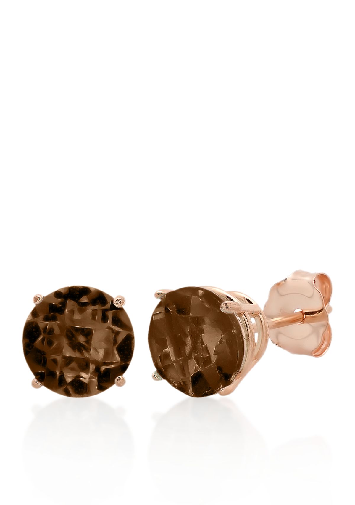 10k Rose Gold Smokey Quartz Stud Earrings