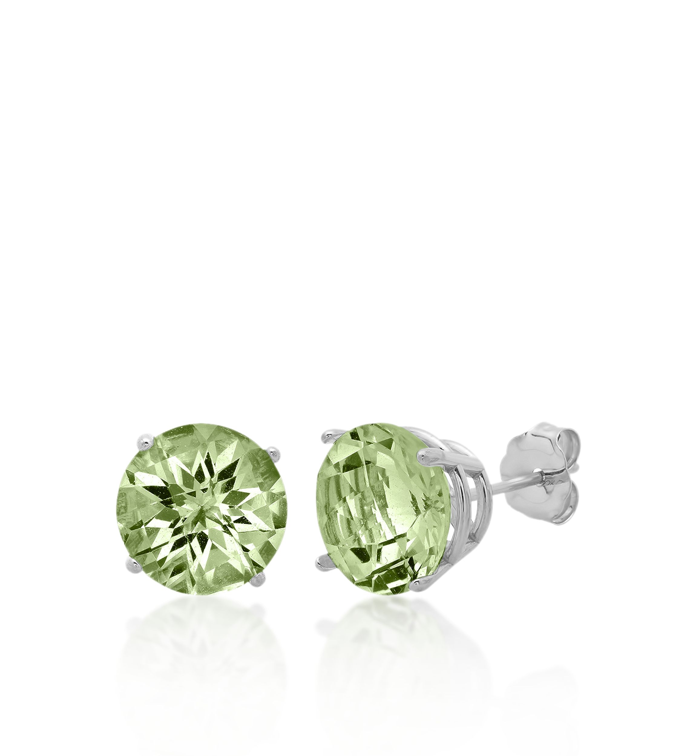 10k White Gold Green Amethyst Stud Earrings
