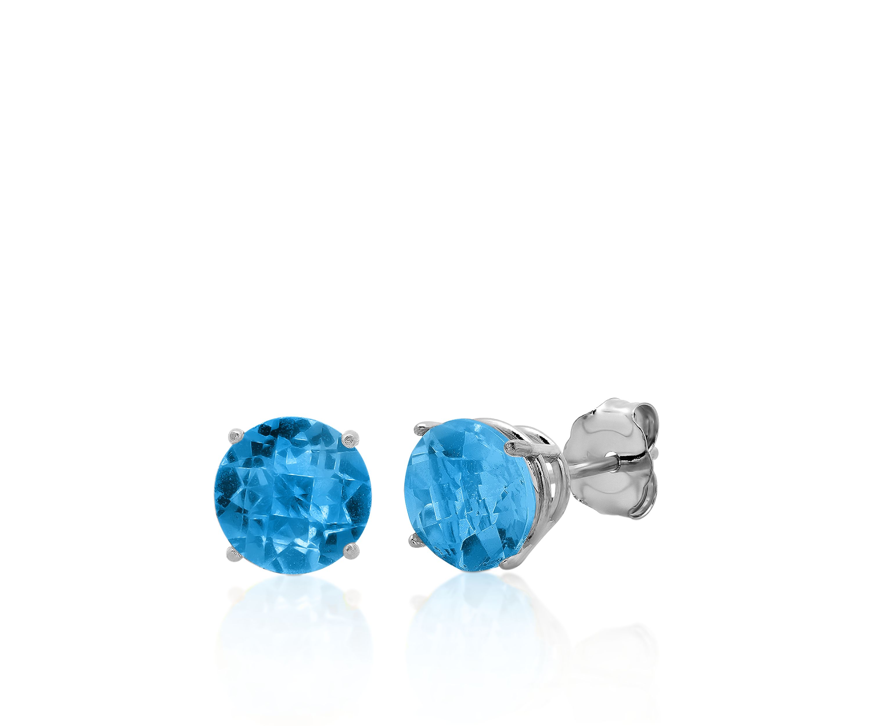 10k White Gold London Blue Topaz Stud Earrings