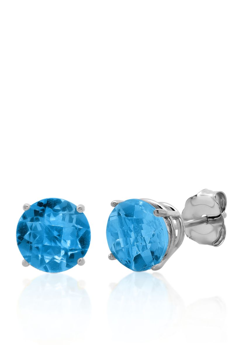10k White Gold London Blue Topaz Stud Earrings