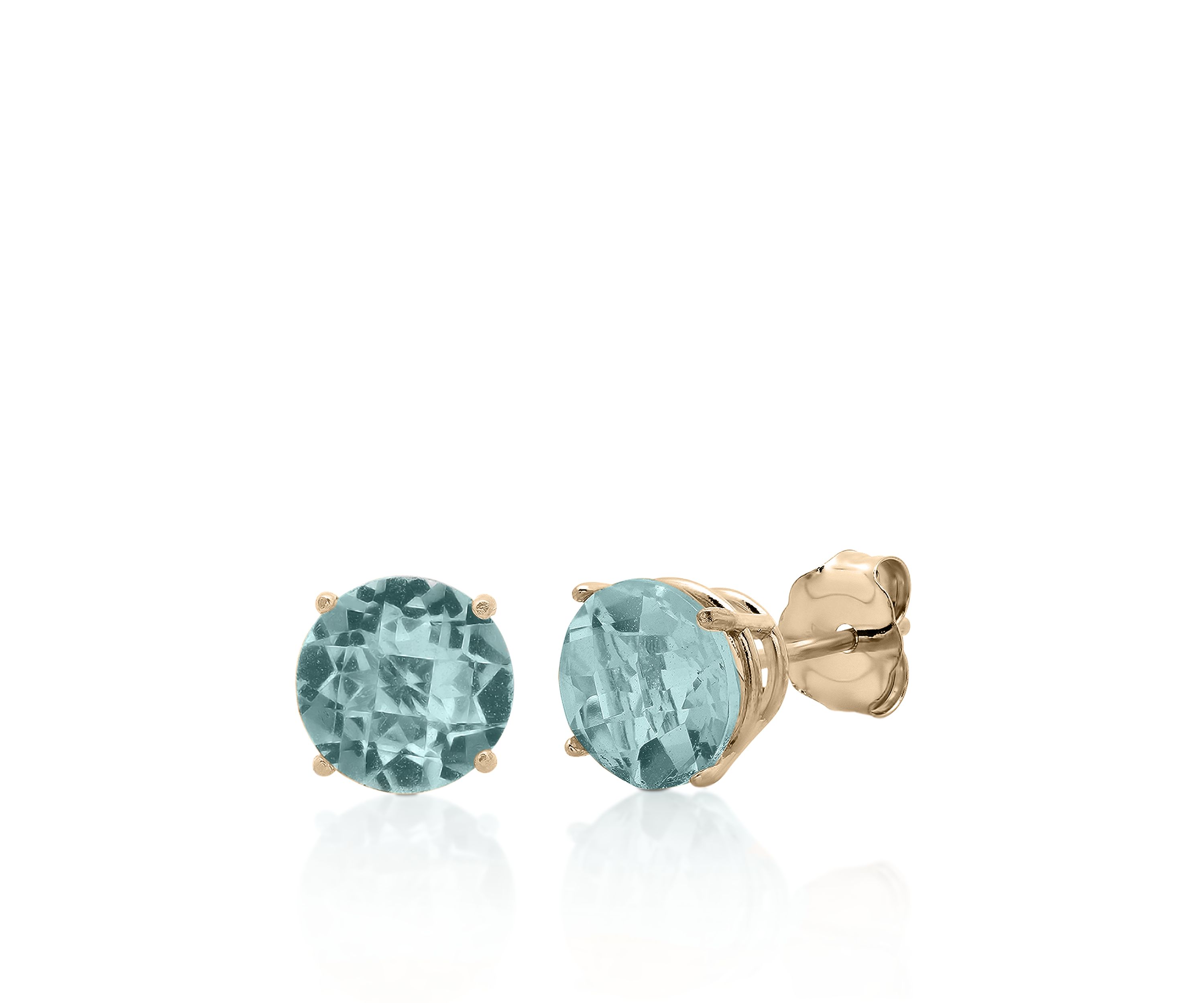 10k Yellow Gold Aquamarine Stud Earrings