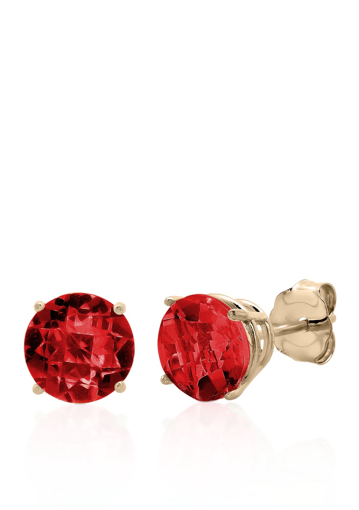 10k Yellow Gold Garnet Stud Earrings