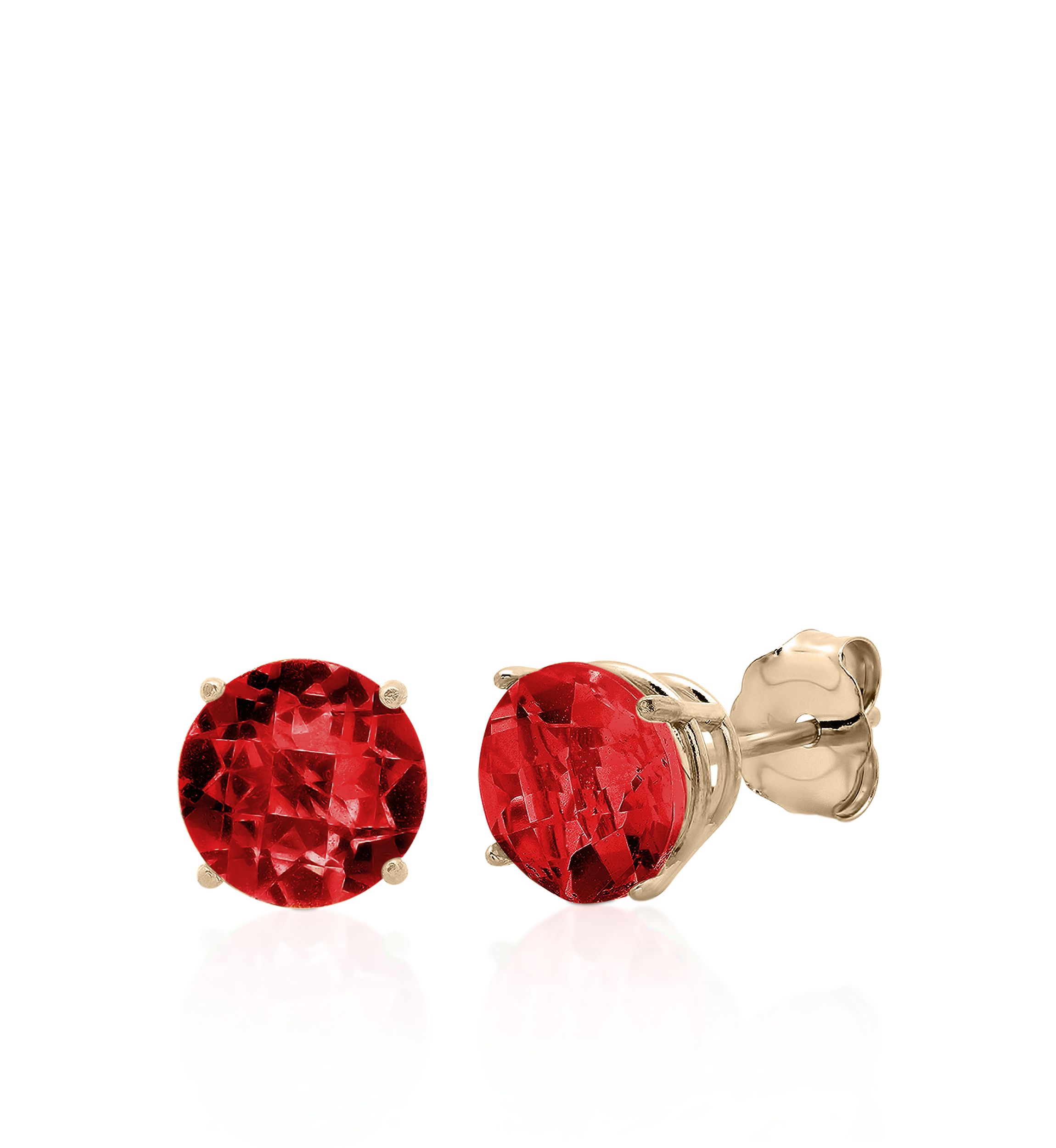 10k Yellow Gold Garnet Stud Earrings