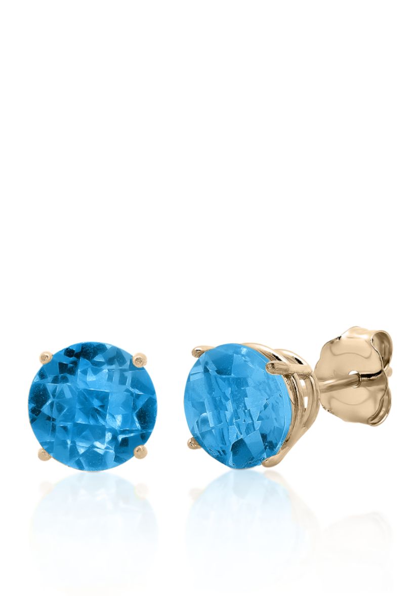10k Yellow Gold London Blue Topaz Stud Earrings