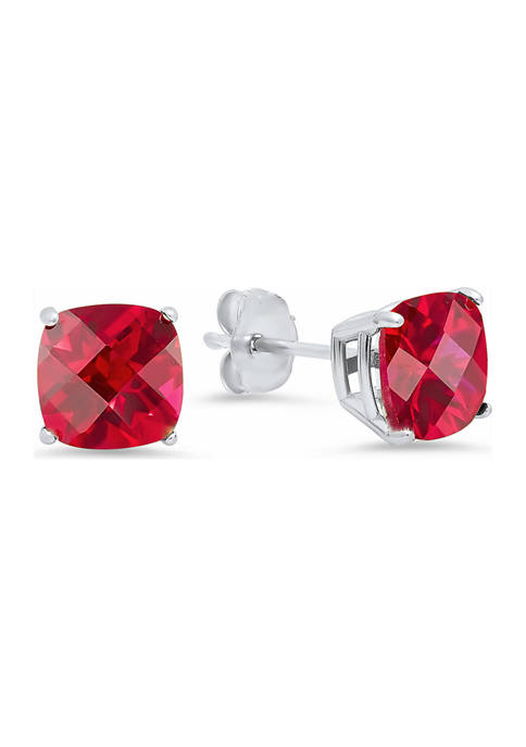 5 ct. t.w. Lab Created Ruby Cushion-Cut Stud Earrings in Sterling Silver 