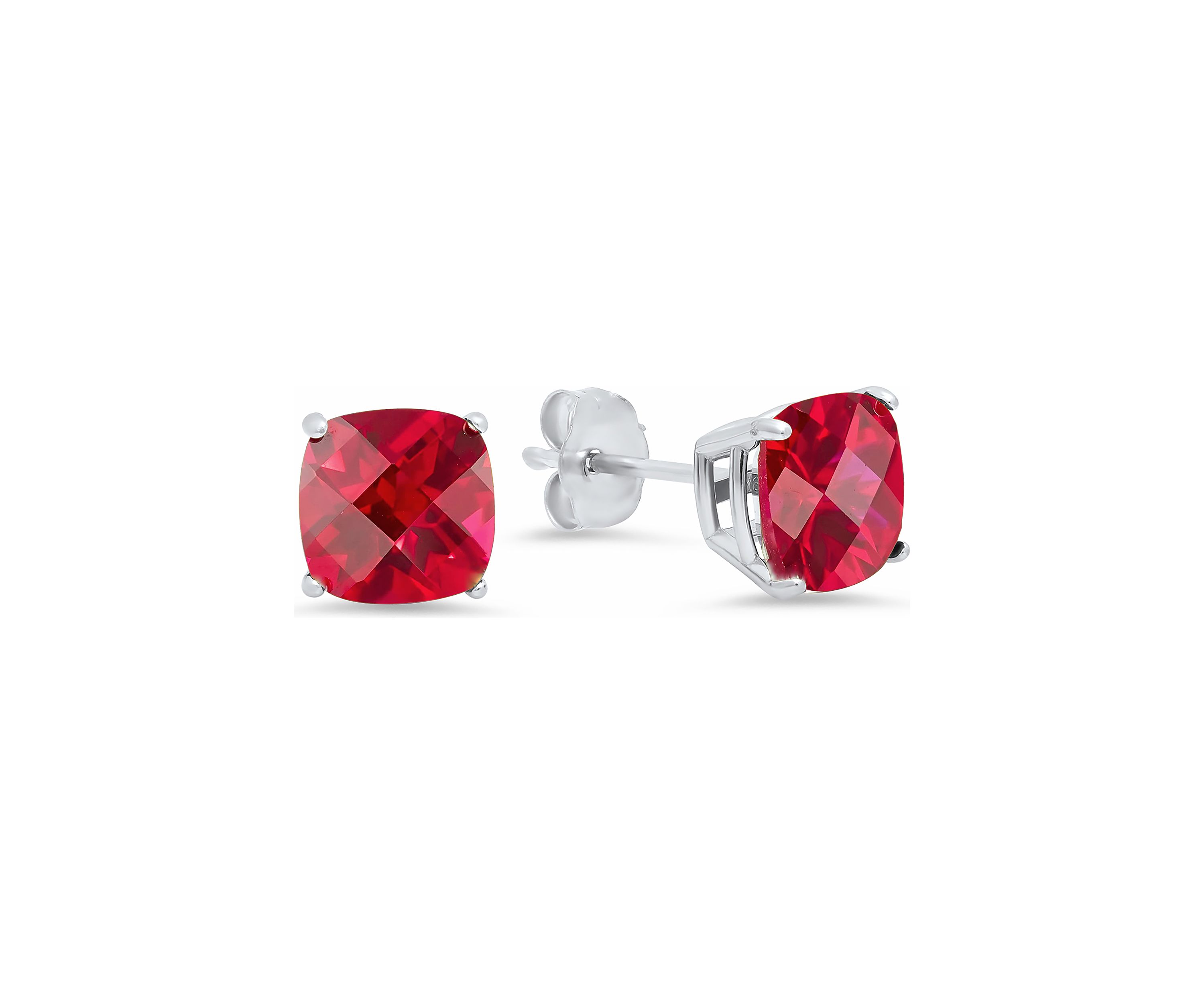 5 ct. t.w. Lab Created Ruby Cushion-Cut Stud Earrings in Sterling Silver 