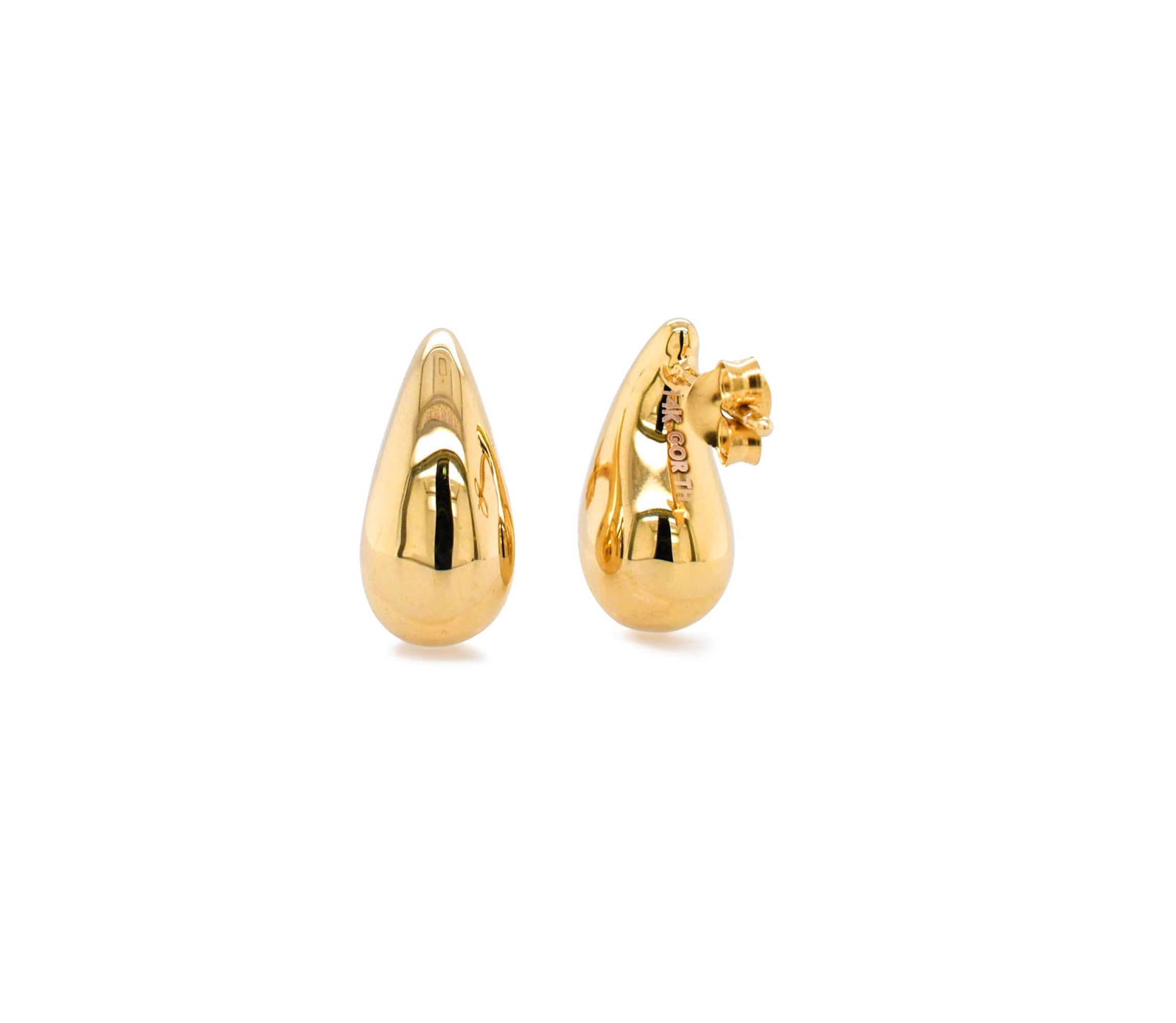 14k Gold Resin Filled Electroform Tear Earrings