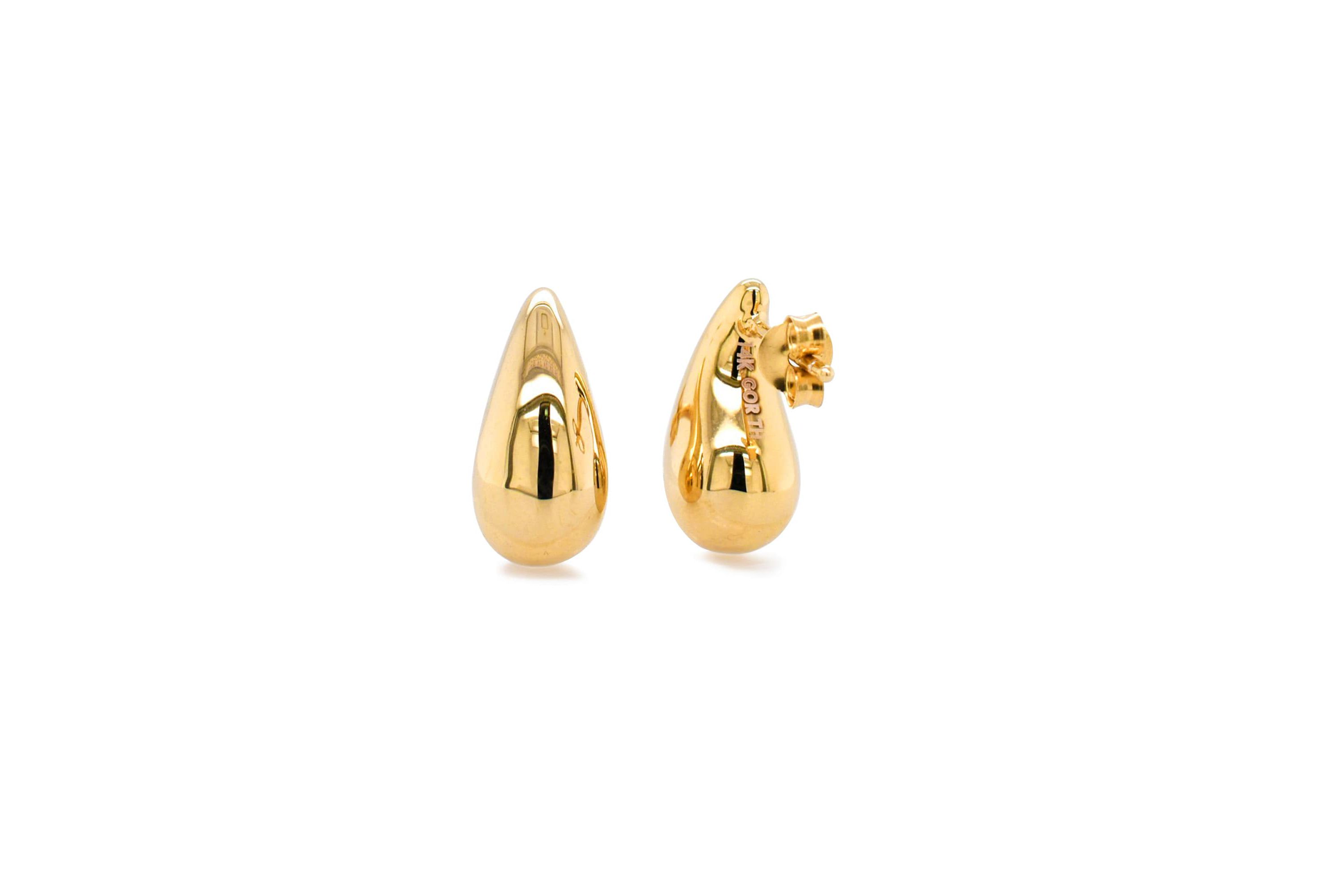 14k Gold Resin Filled Electroform Tear Earrings