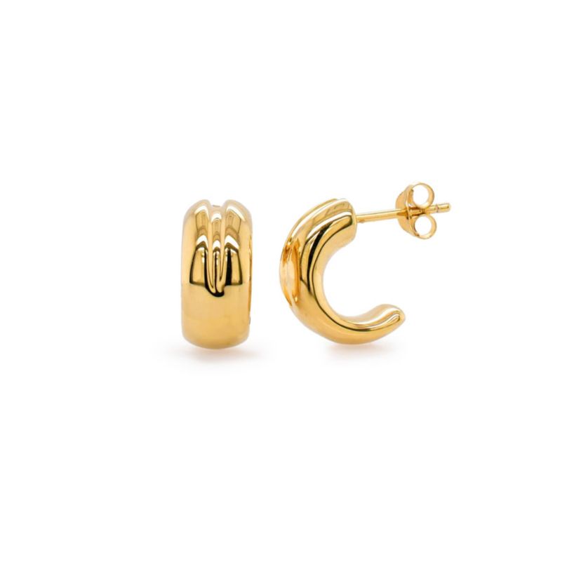 14k Gold Resin Filled Electroform C Hoop Earrings