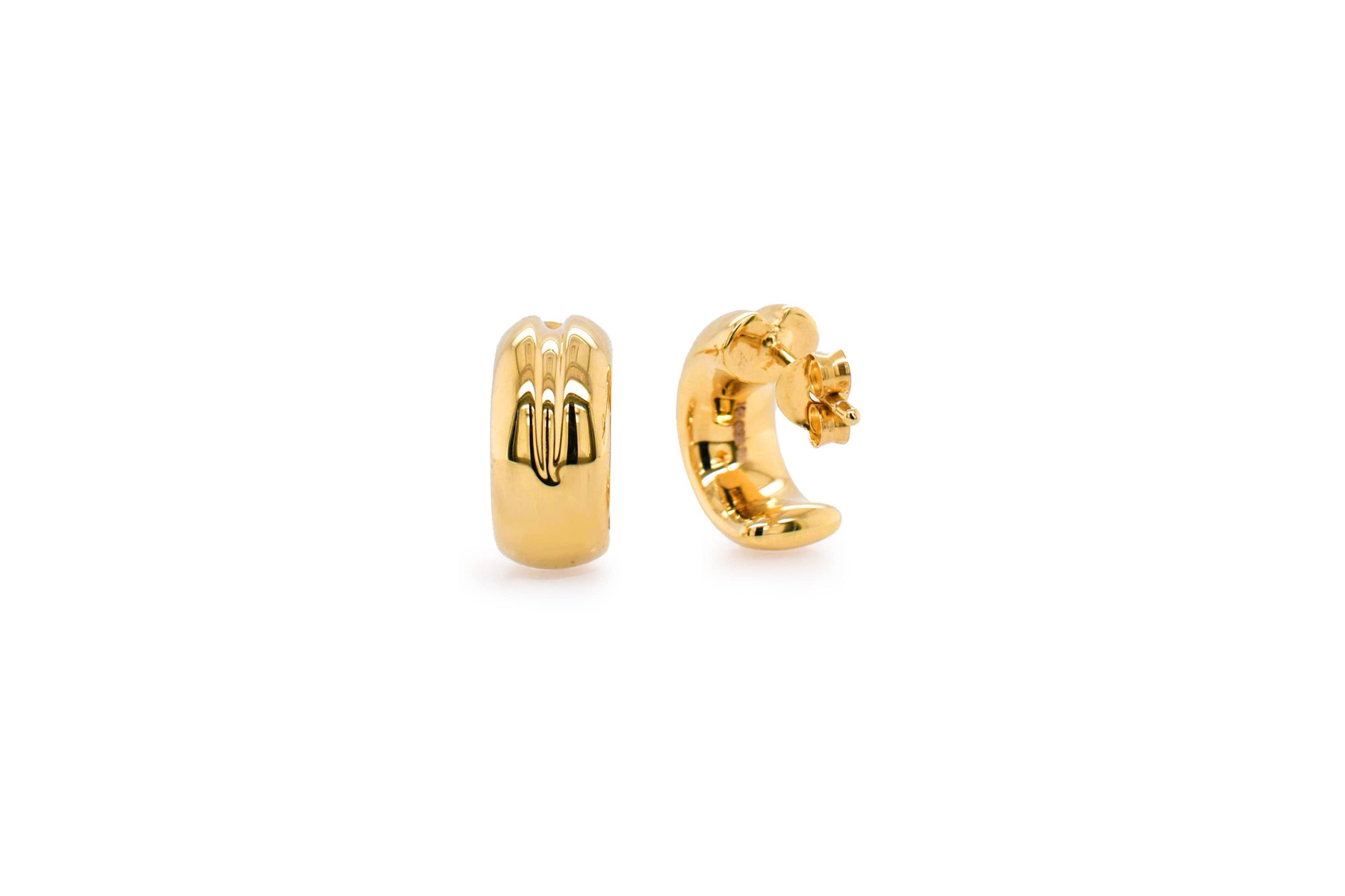 14k Gold Resin Filled Electroform C Hoop Earrings