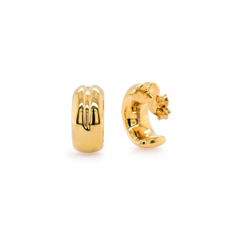 14k Gold Resin Filled Electroform C Hoop Earrings