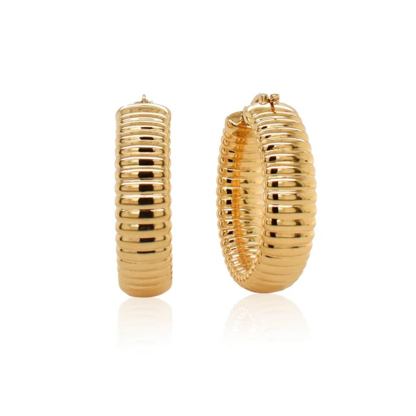 14k Gold Resin Filled Electroform Textured Hoop Earrings