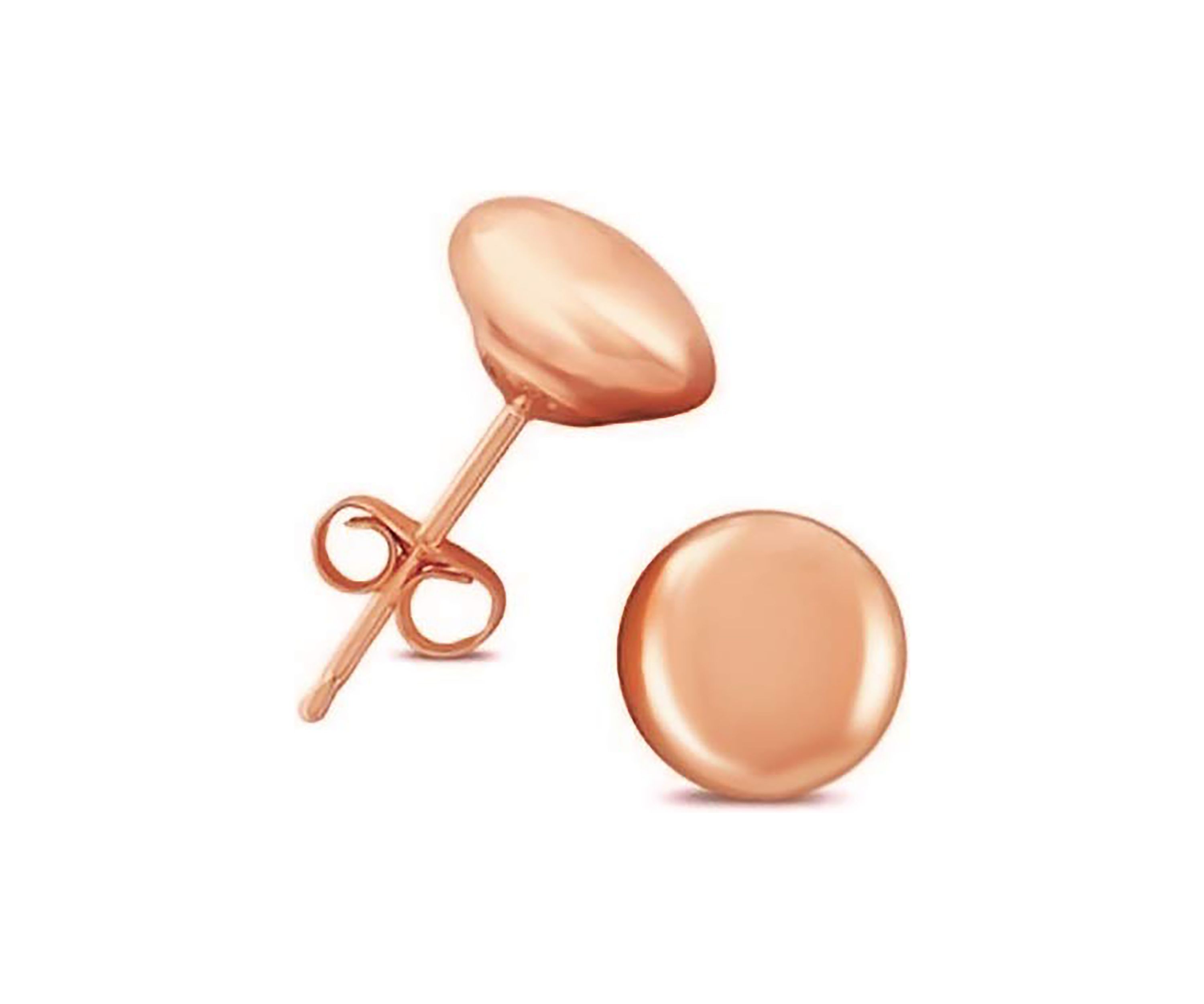 14K Rose Gold Button Ball Stud Earrings (4 Millimeter)