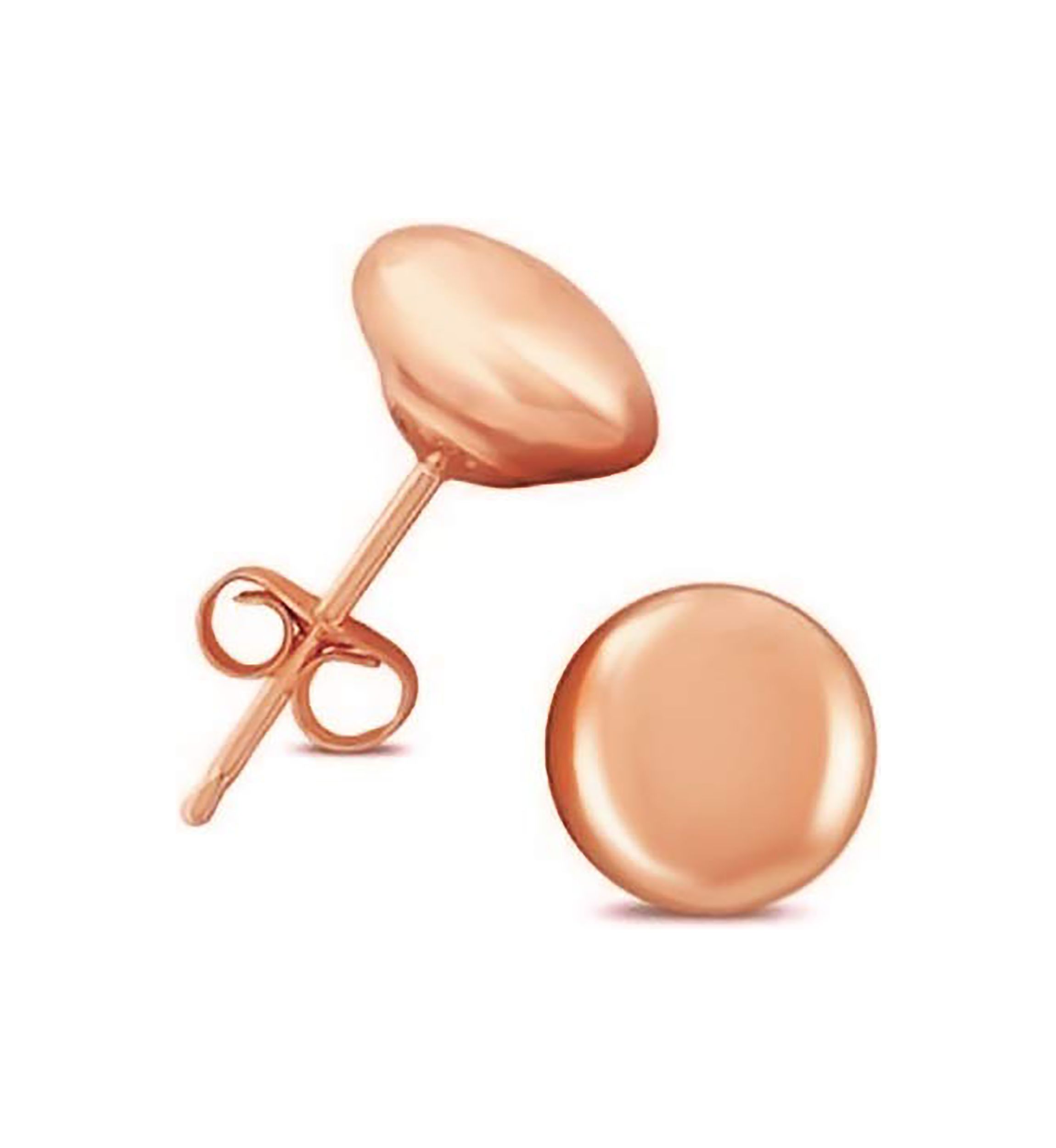 6 Millimeter Button Ball Stud Earrings in 14K Rose Gold 