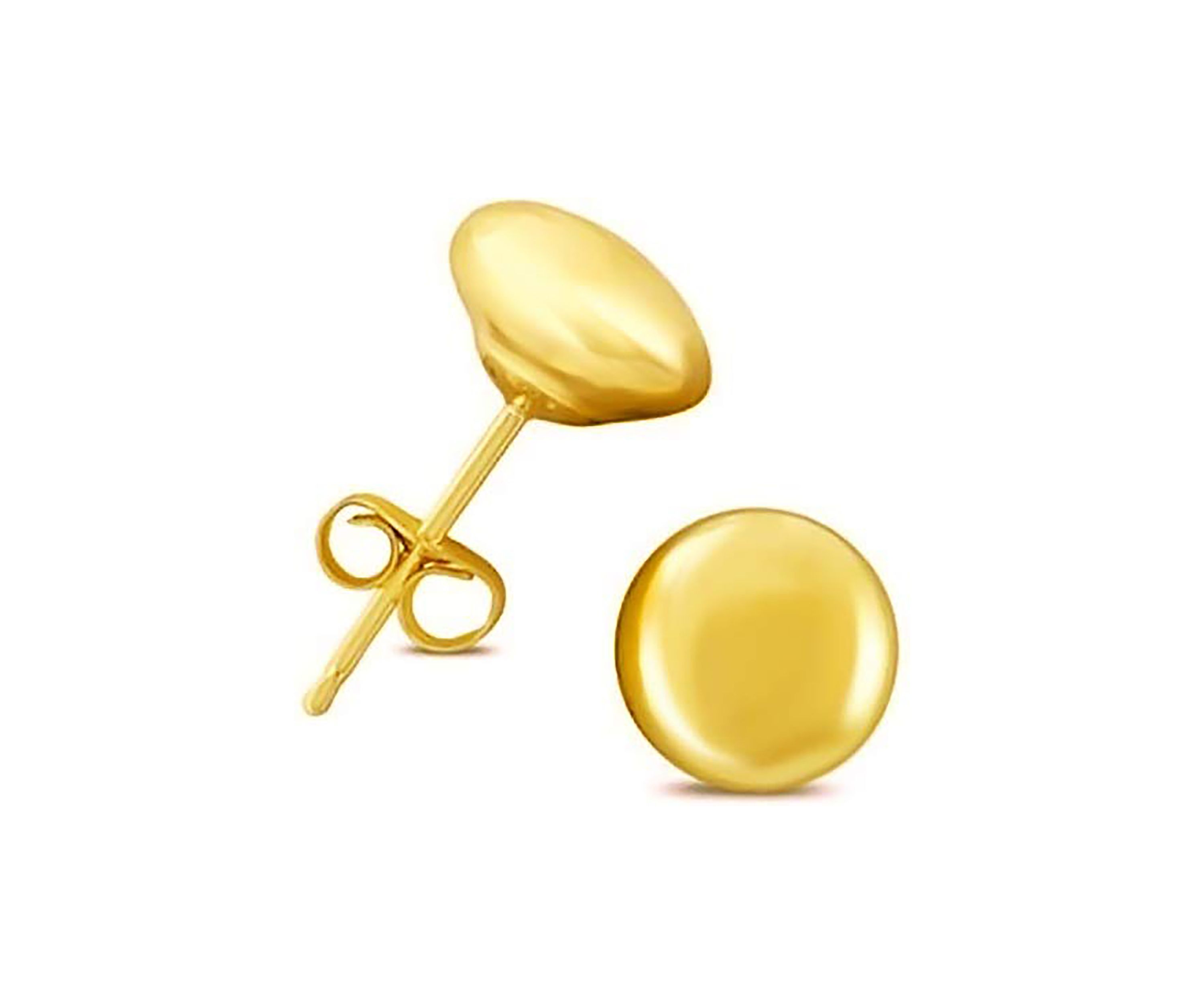 14K Yellow Gold Button Ball Stud Earrings (8 Millimeter)