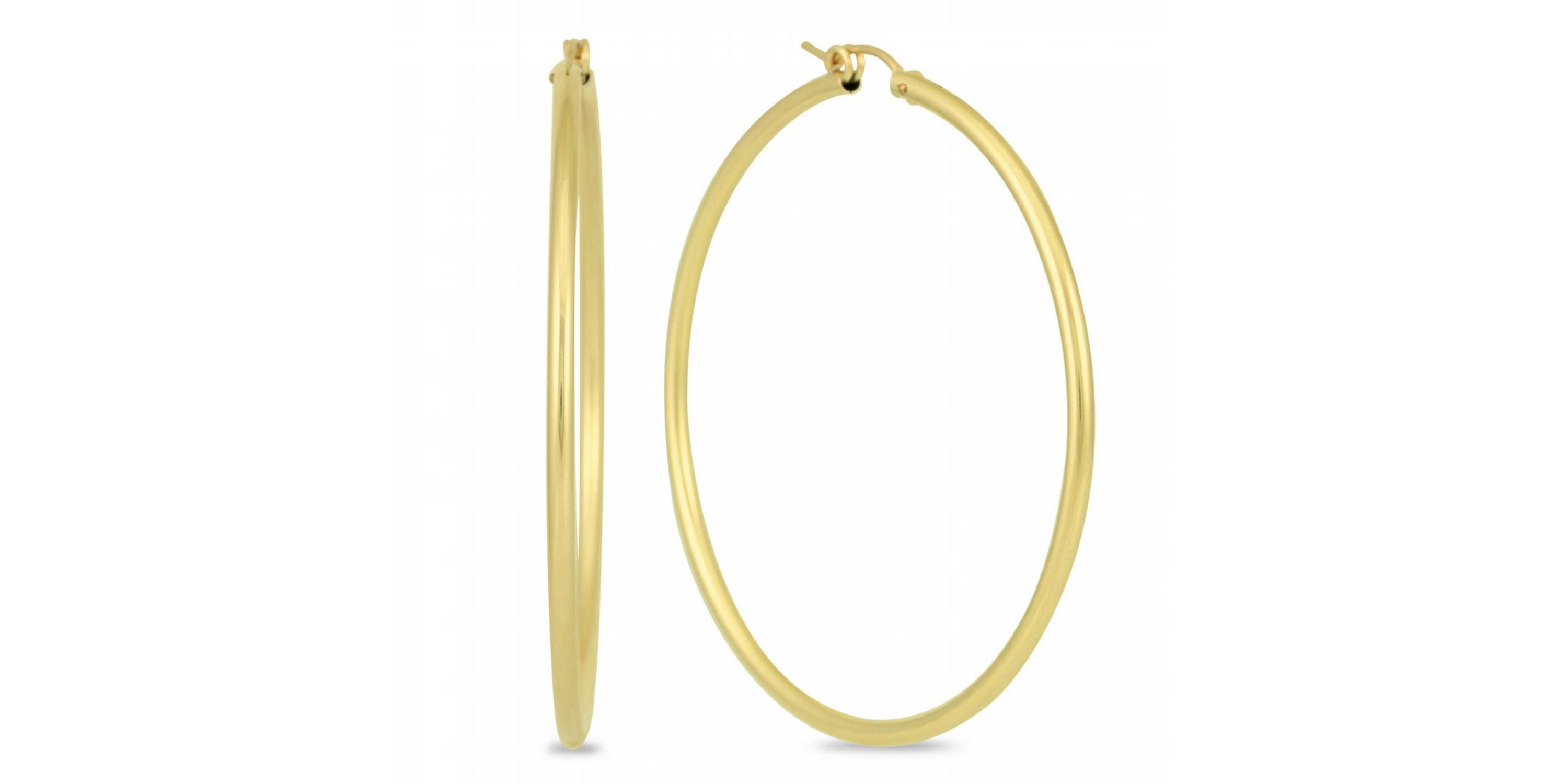 14k Yellow Gold 2MM Thick Tube Hoop Earrings (55MM)