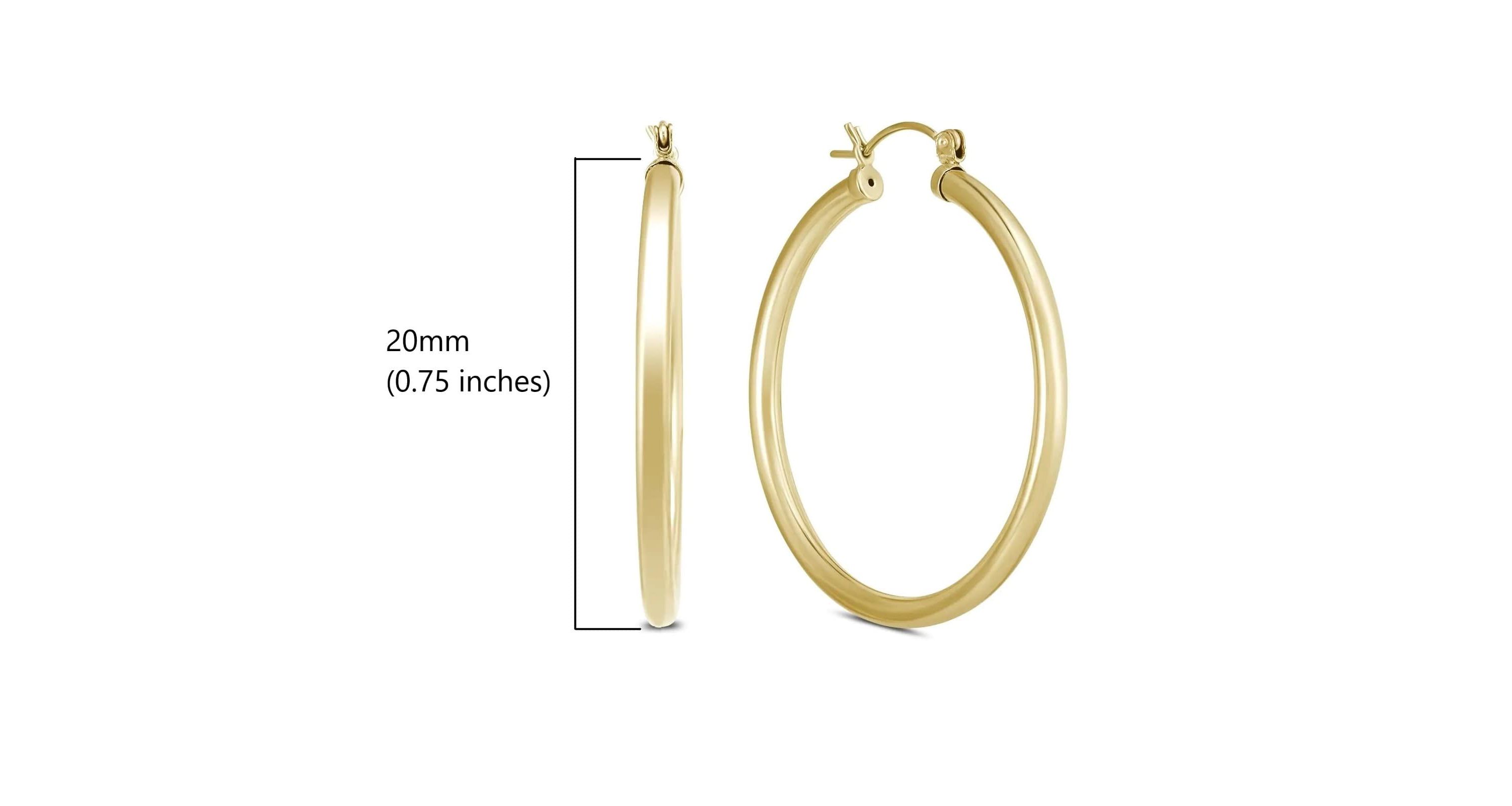 14k Yellow Gold 3MM Thick Tube Hoop Earrings (20MM)