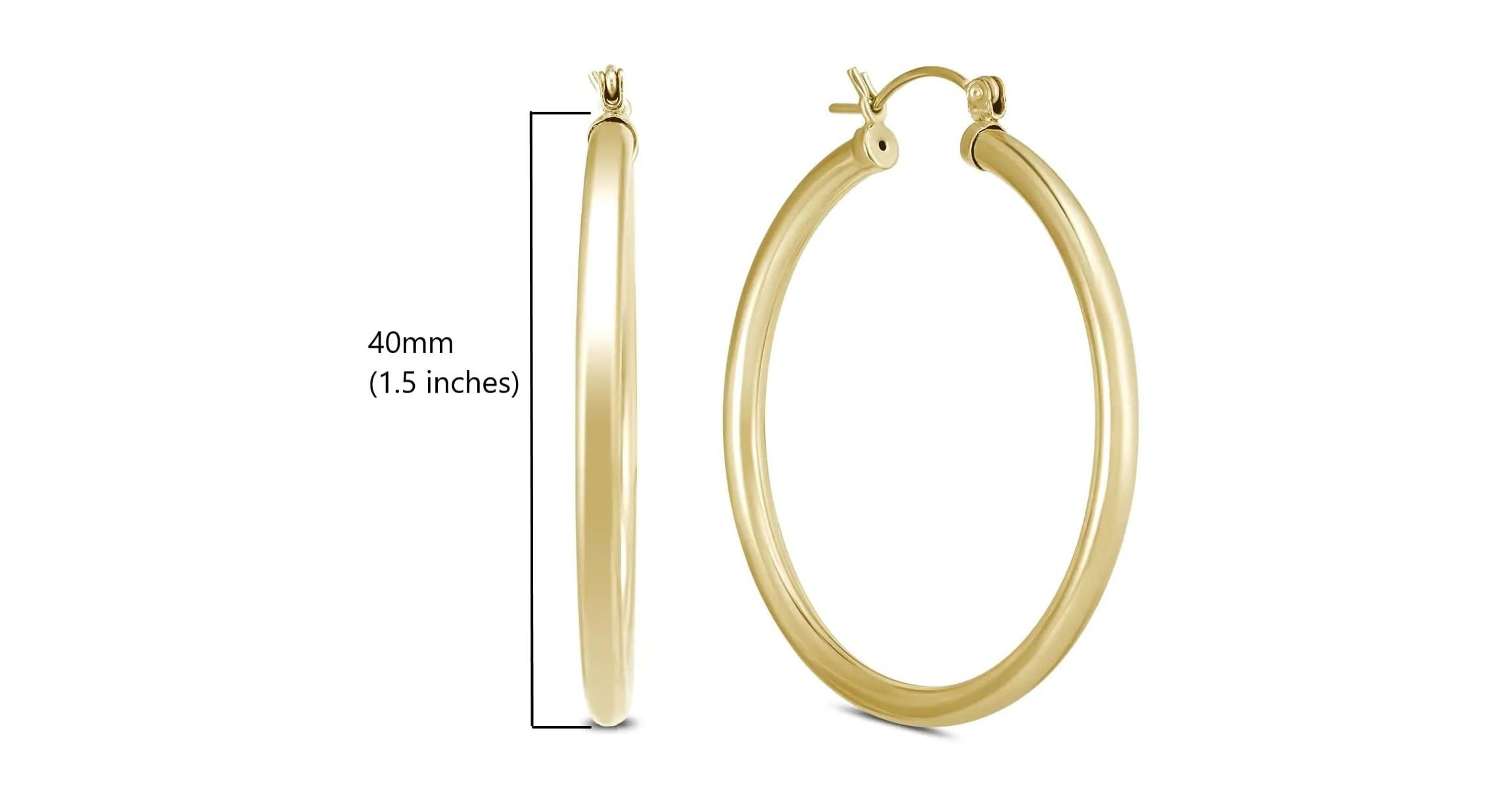 14k Yellow Gold 3MM Thick Tube Hoop Earrings (40MM)