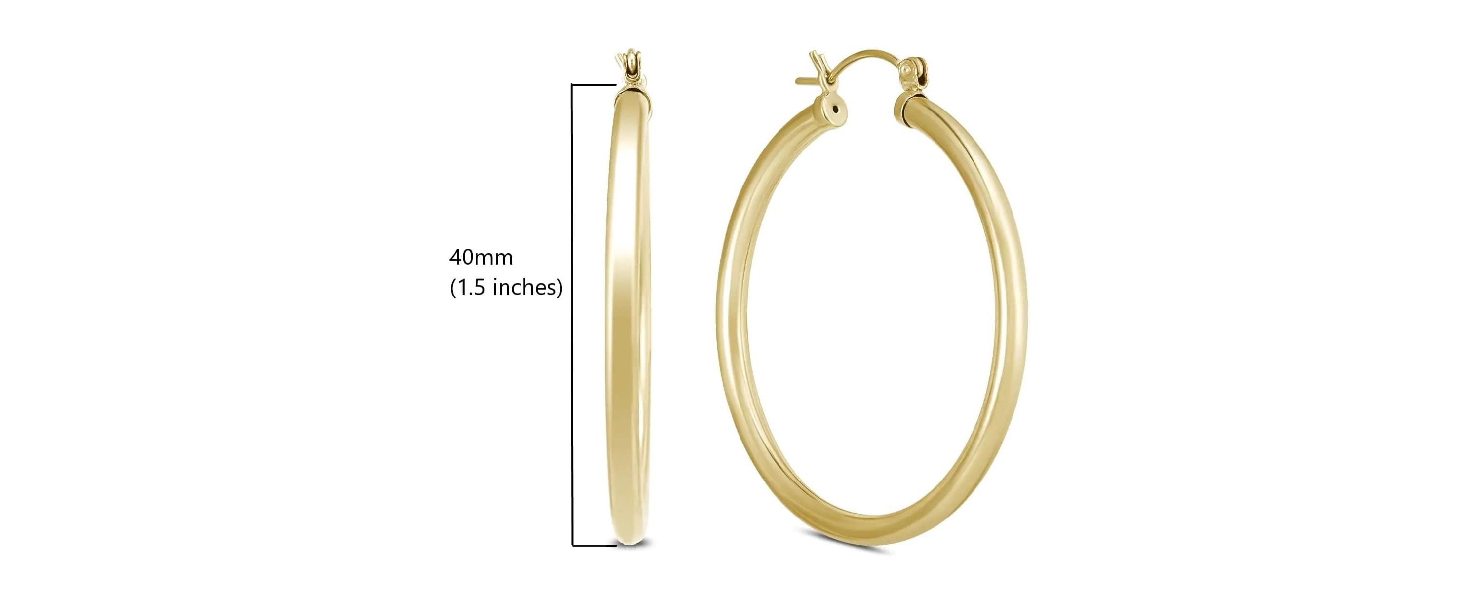 14k Yellow Gold 3MM Thick Tube Hoop Earrings (40MM)