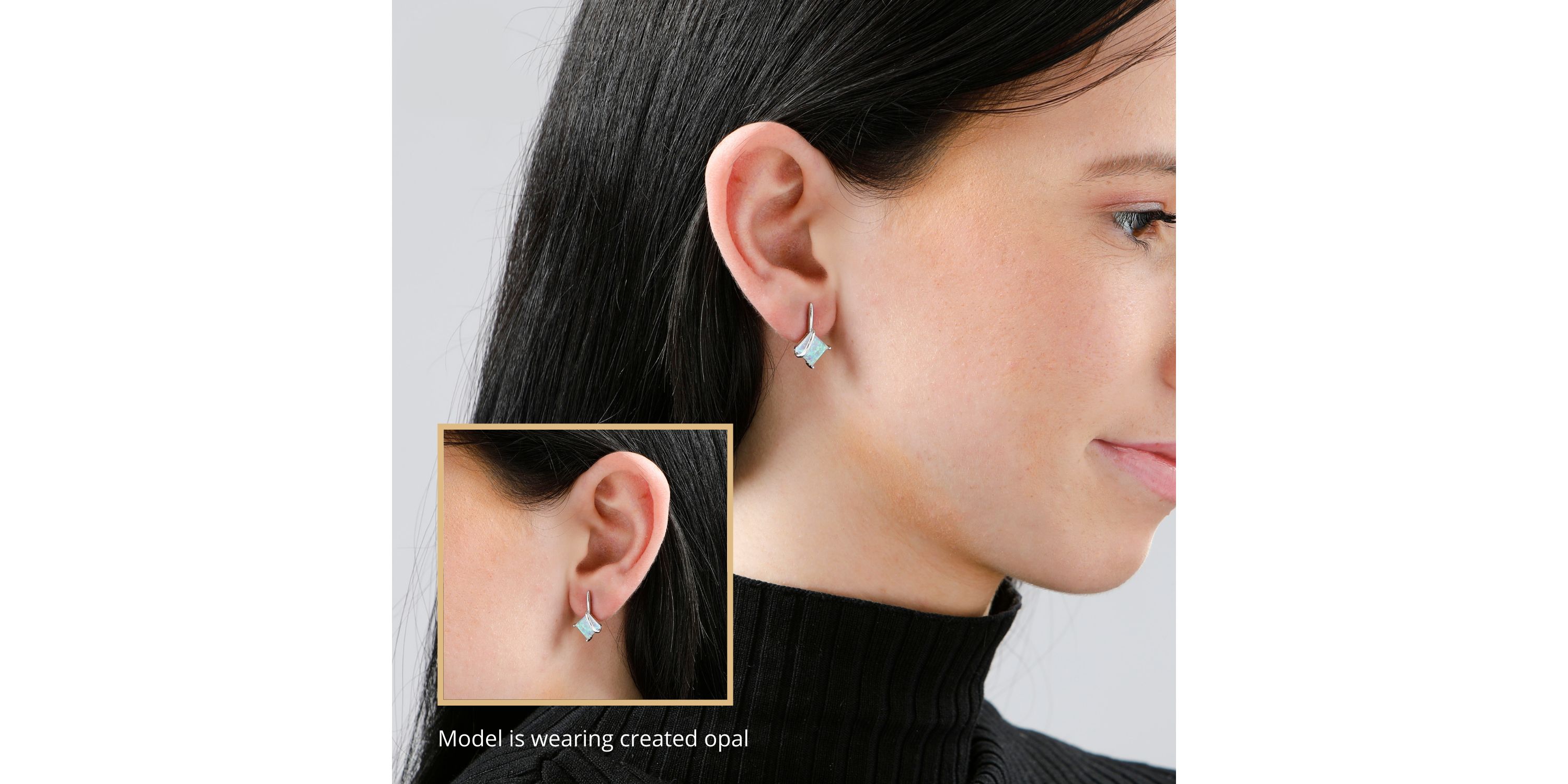 Sterling Silver 7MM Princess Cut Gemstone Drop Earrings