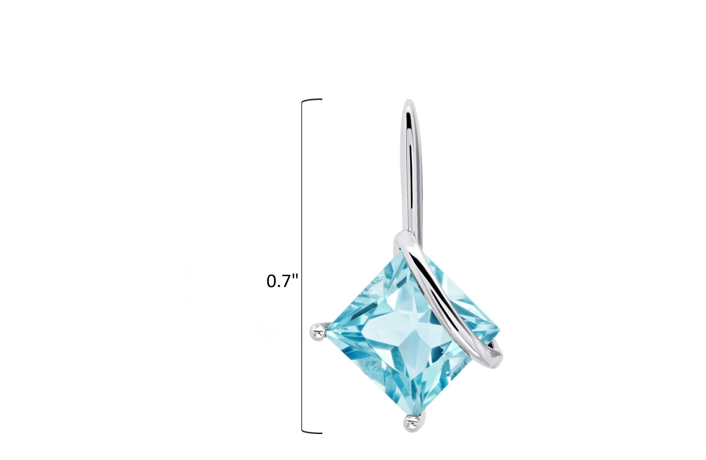 Sterling Silver 7MM Princess Cut Gemstone Drop Earrings