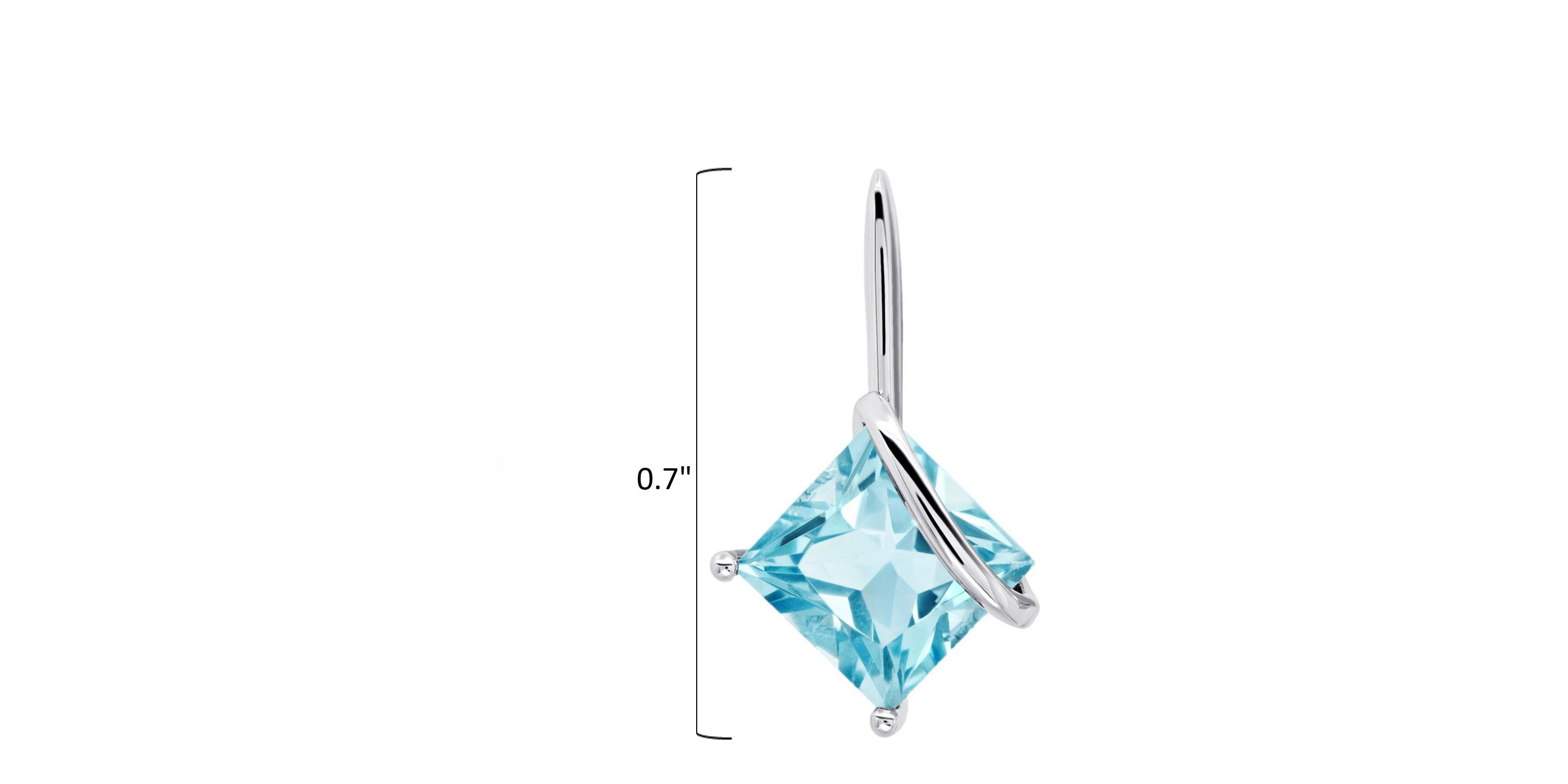 Sterling Silver 7MM Princess Cut Gemstone Drop Earrings