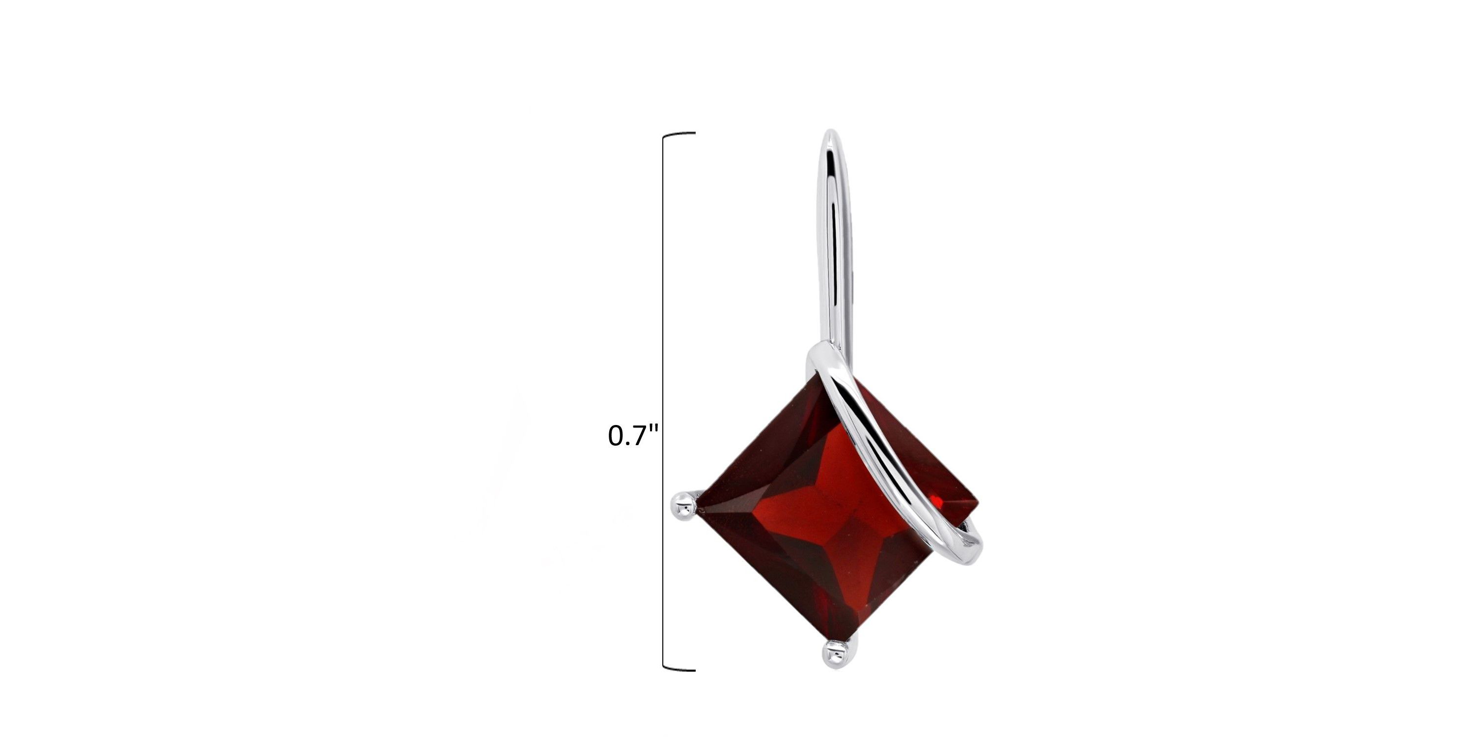 Sterling Silver 7MM Princess Cut Gemstone Drop Earrings