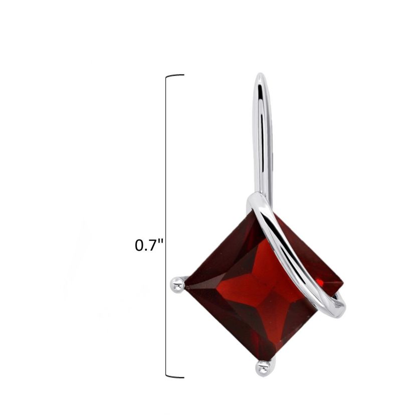 Sterling Silver 7MM Princess Cut Gemstone Drop Earrings