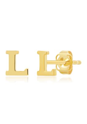 Belk & Co. 14K Yellow Gold Letter (L) Stud Earrings | Belk