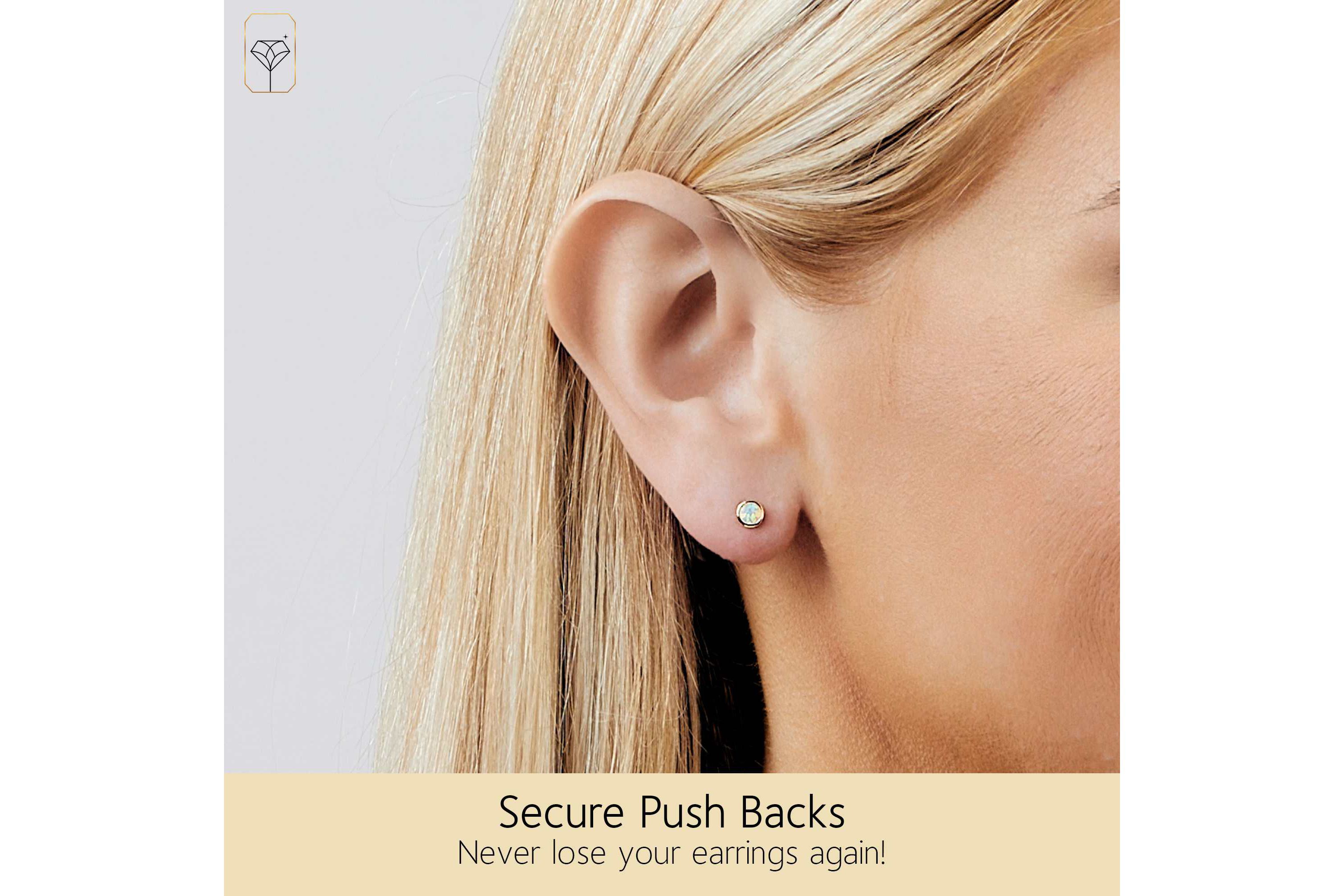 14K Yellow Gold Bezel Set Round 4MM Created Opal Stud Earrings