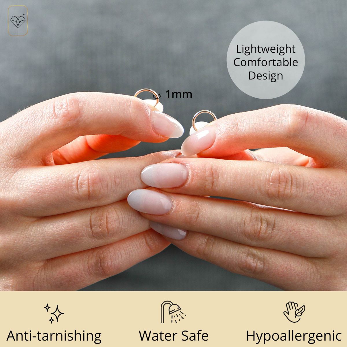 Solid 14k Gold Hoop Earrings 1mm Tube Flex Continuous in 10mm-14mm (0.4-1 Inch) Diameter Gold Hoop Earrings