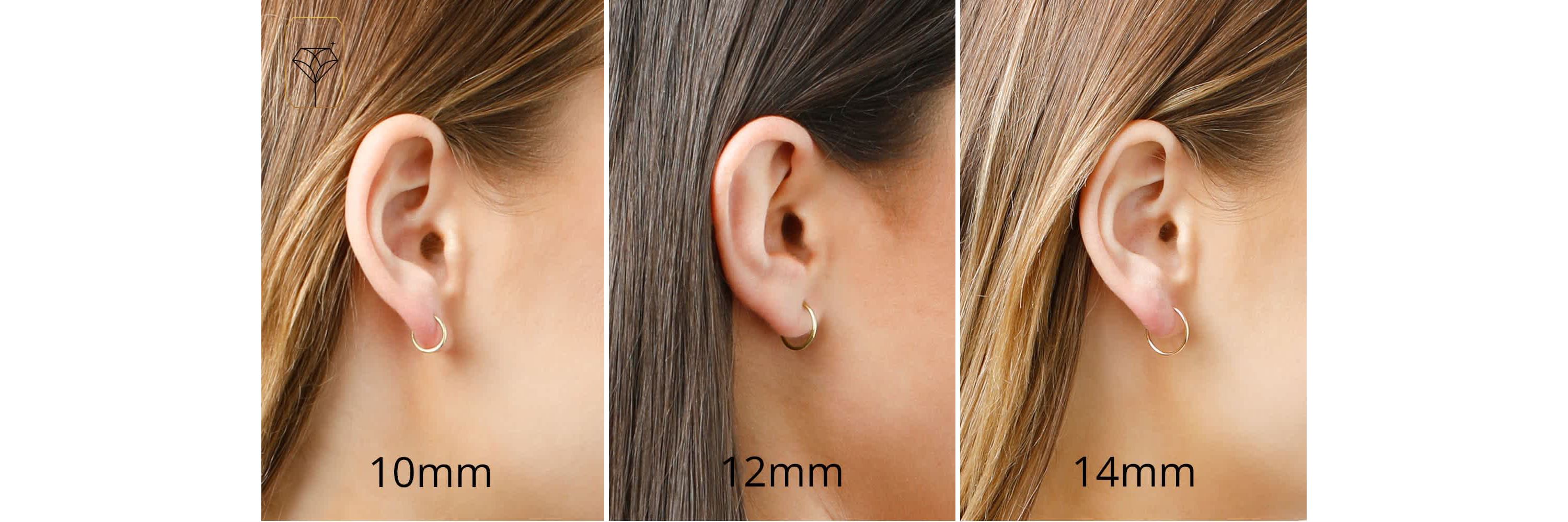 Solid 14k Gold Hoop Earrings 1mm Tube Flex Continuous in 10mm-14mm (0.4-1 Inch) Diameter Gold Hoop Earrings
