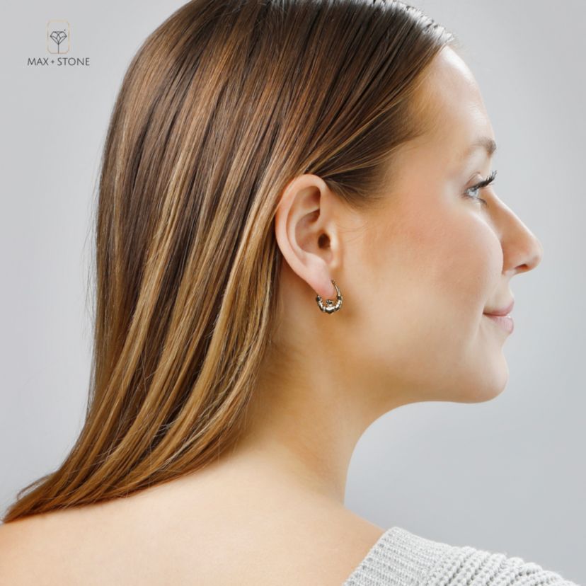 Solid 14K Yellow Gold 16MM Claddagh Hoop Earrings with Click-top Closure