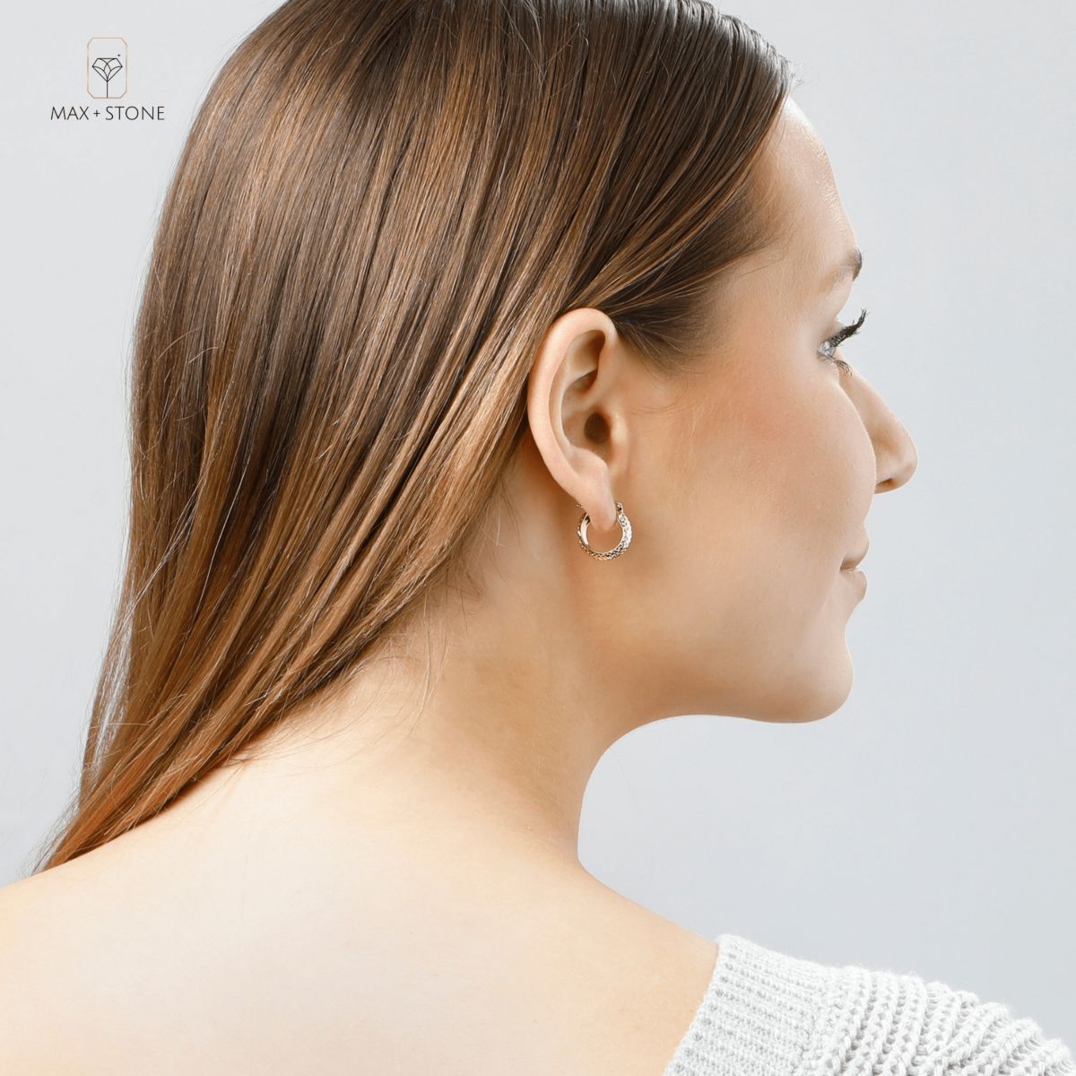 Solid 14K Yellow Gold 18MM Diamond Cut Hoop Earrings with Click-top Closure