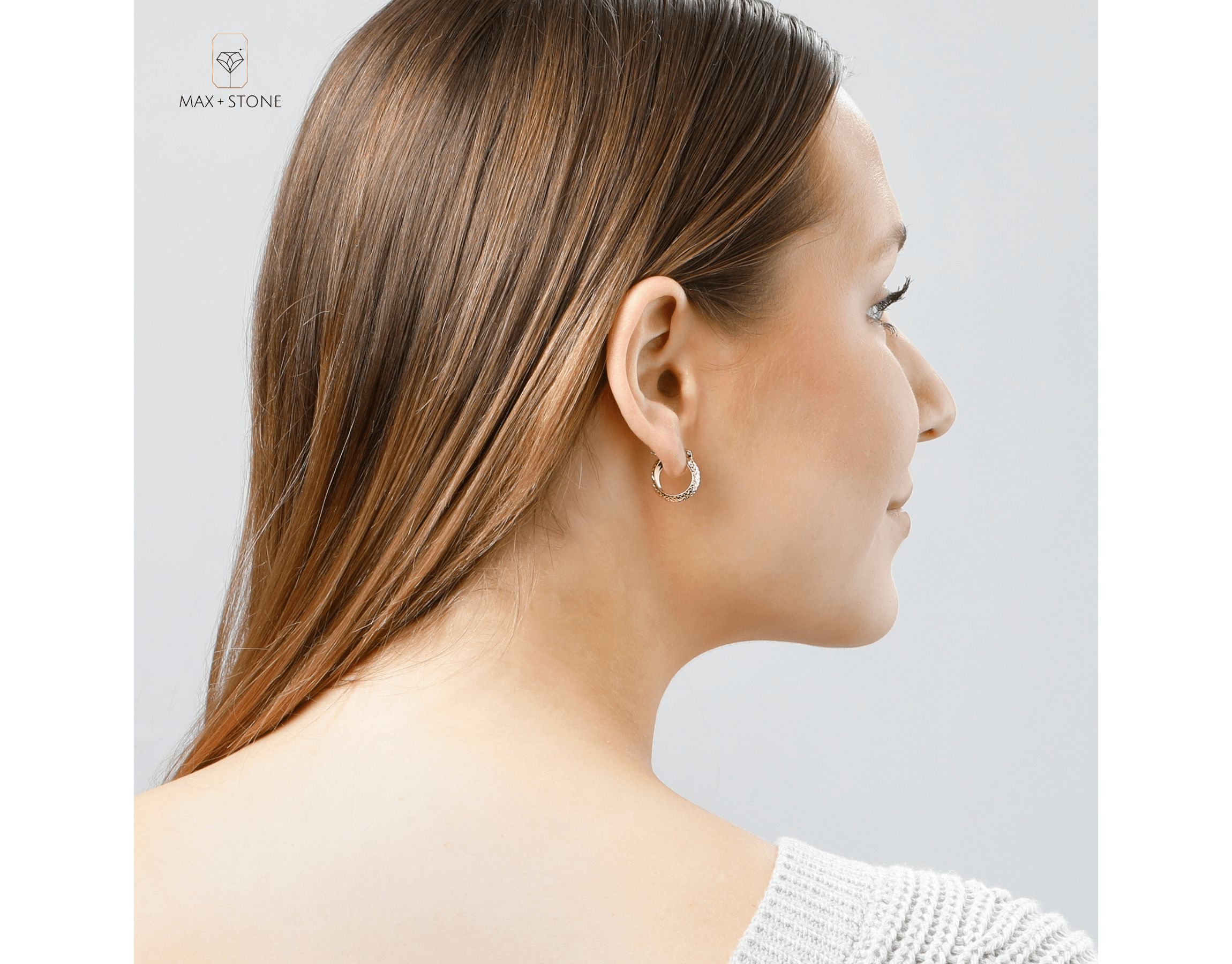 Solid 14K Yellow Gold 18MM Diamond Cut Hoop Earrings with Click-top Closure