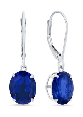 Belk & Co 14K White Gold Oval Created Blue Sapphire Dangle Earrings