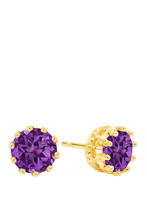  2.5 ct. t.w. Round Crown Amethyst Earring Studs in 14K Yellow Gold 