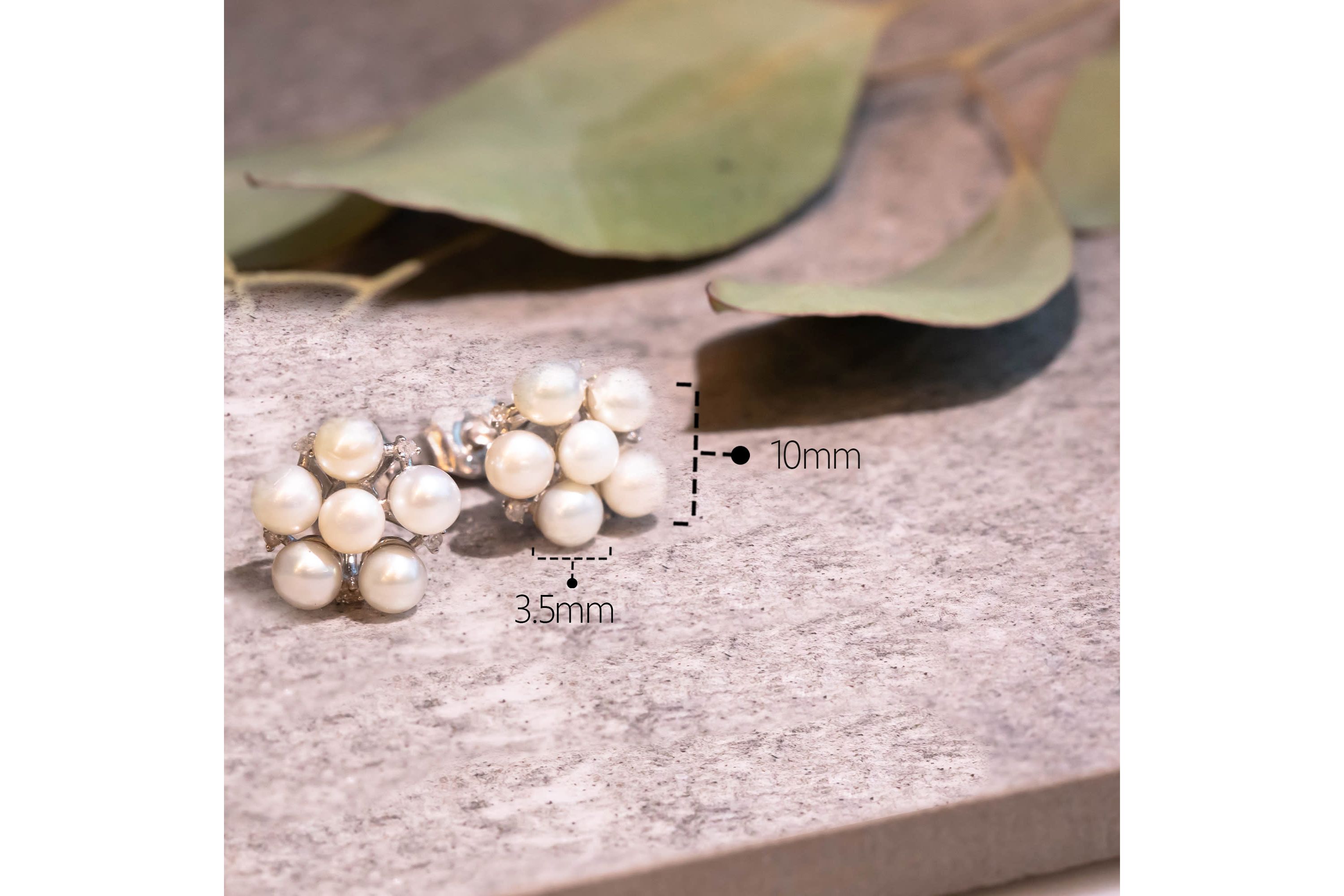 Sterling Silver Freshwater Pearl Flower Earrings With Diamond Accents