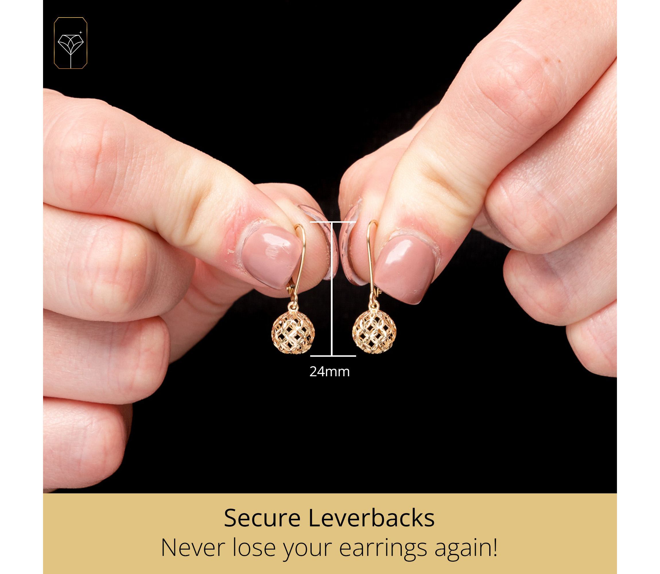 14K Yellow Gold Filigree Ball Shape Dangle Earrings