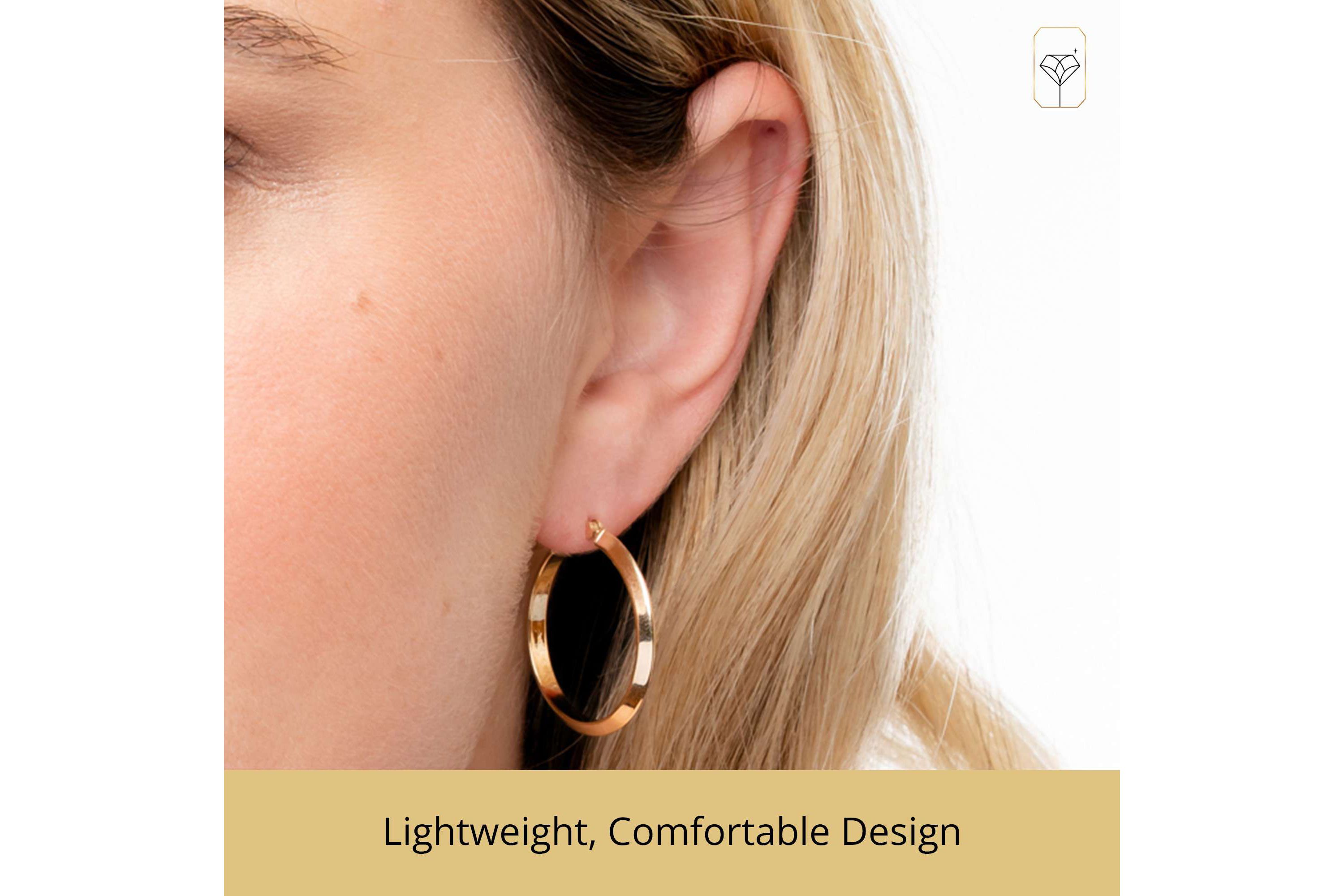 Solid 14K Yellow Gold 20MM Edge Hoop Earrings