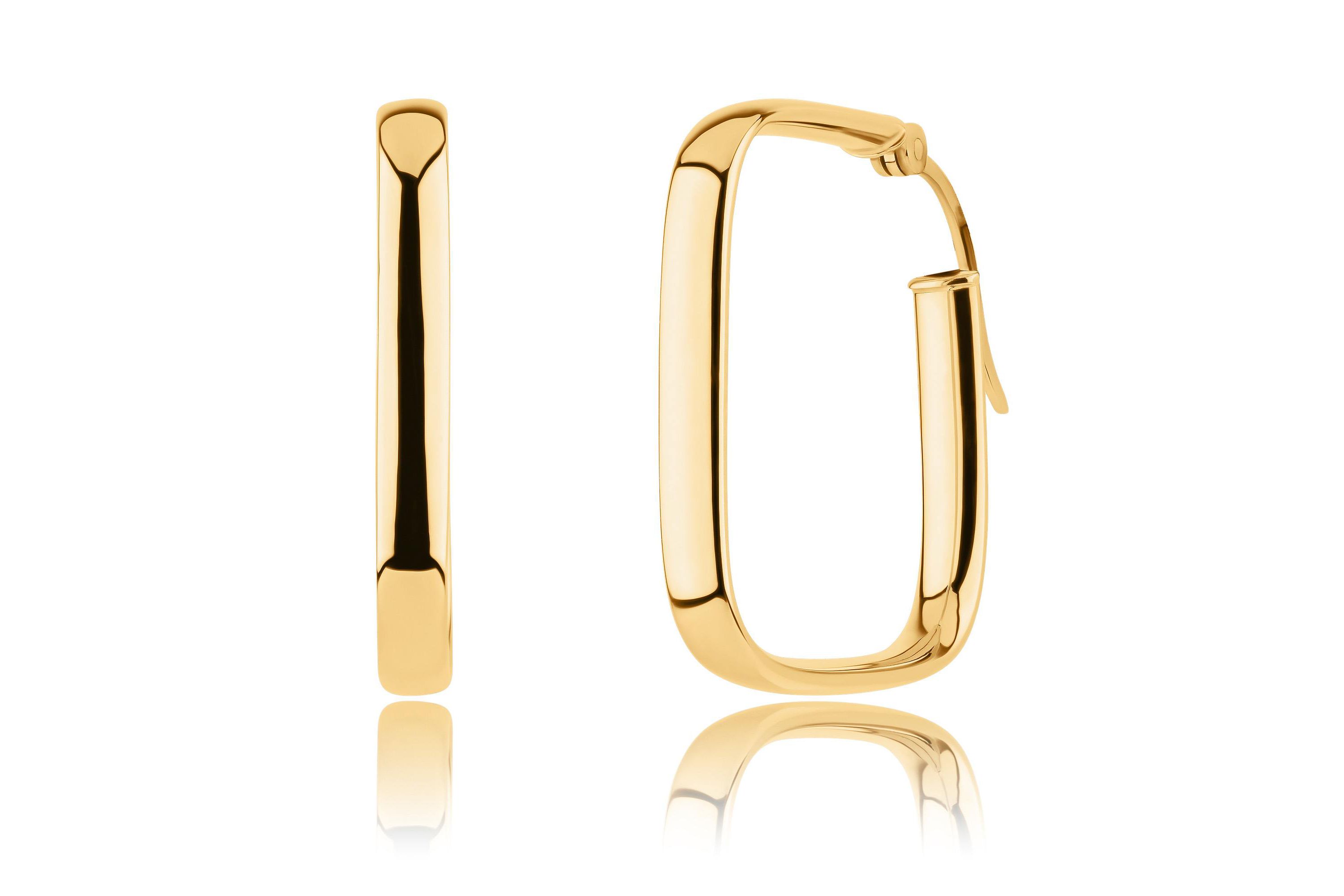 Solid 14K Yellow Gold 24MM Square Hoop Earrings
