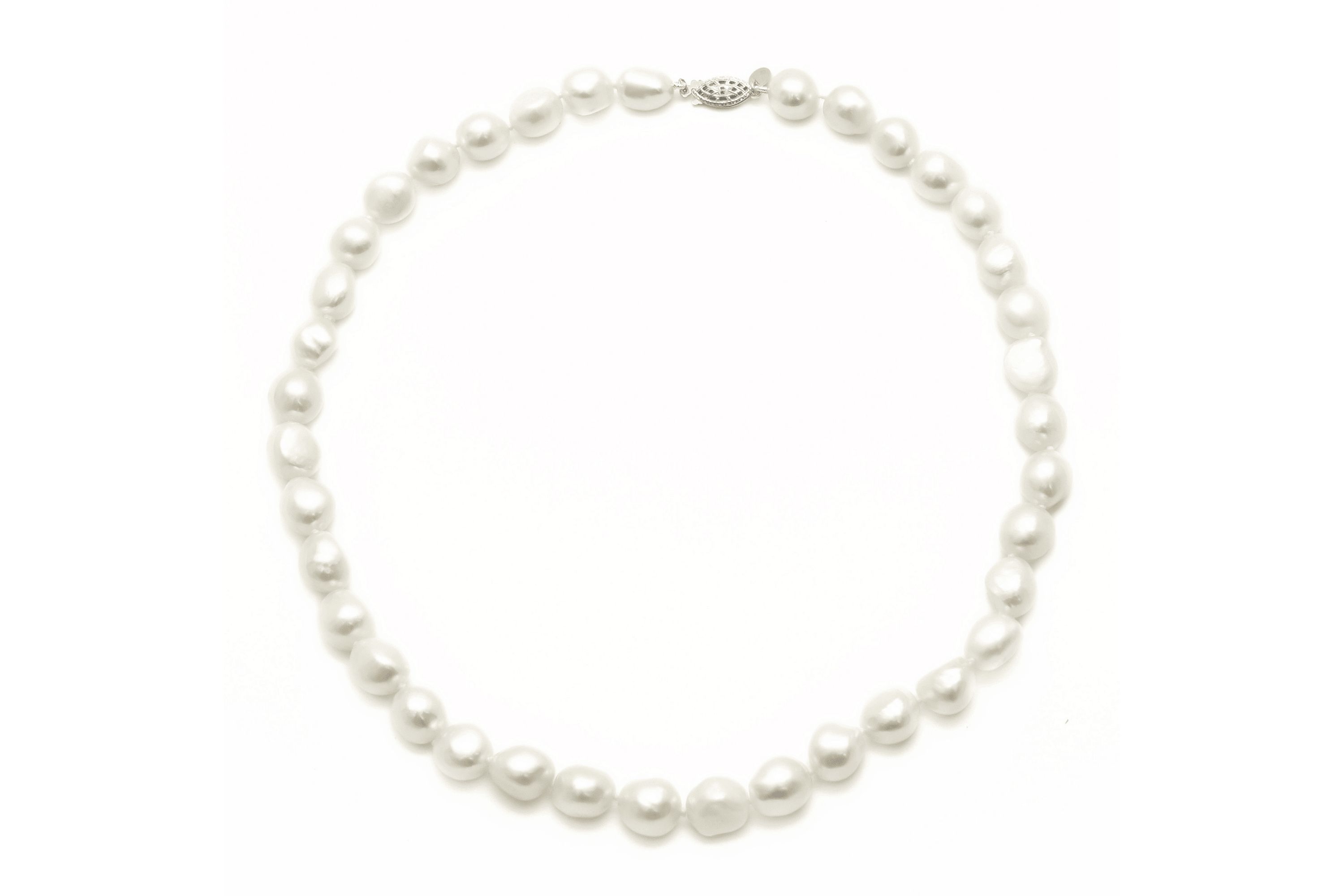Sterling Silver Freshwater Pearl Baroque Shaped Cultured Necklace