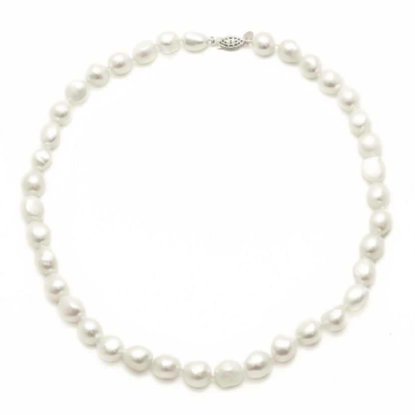 Sterling Silver Freshwater Pearl Baroque Shaped Cultured Necklace
