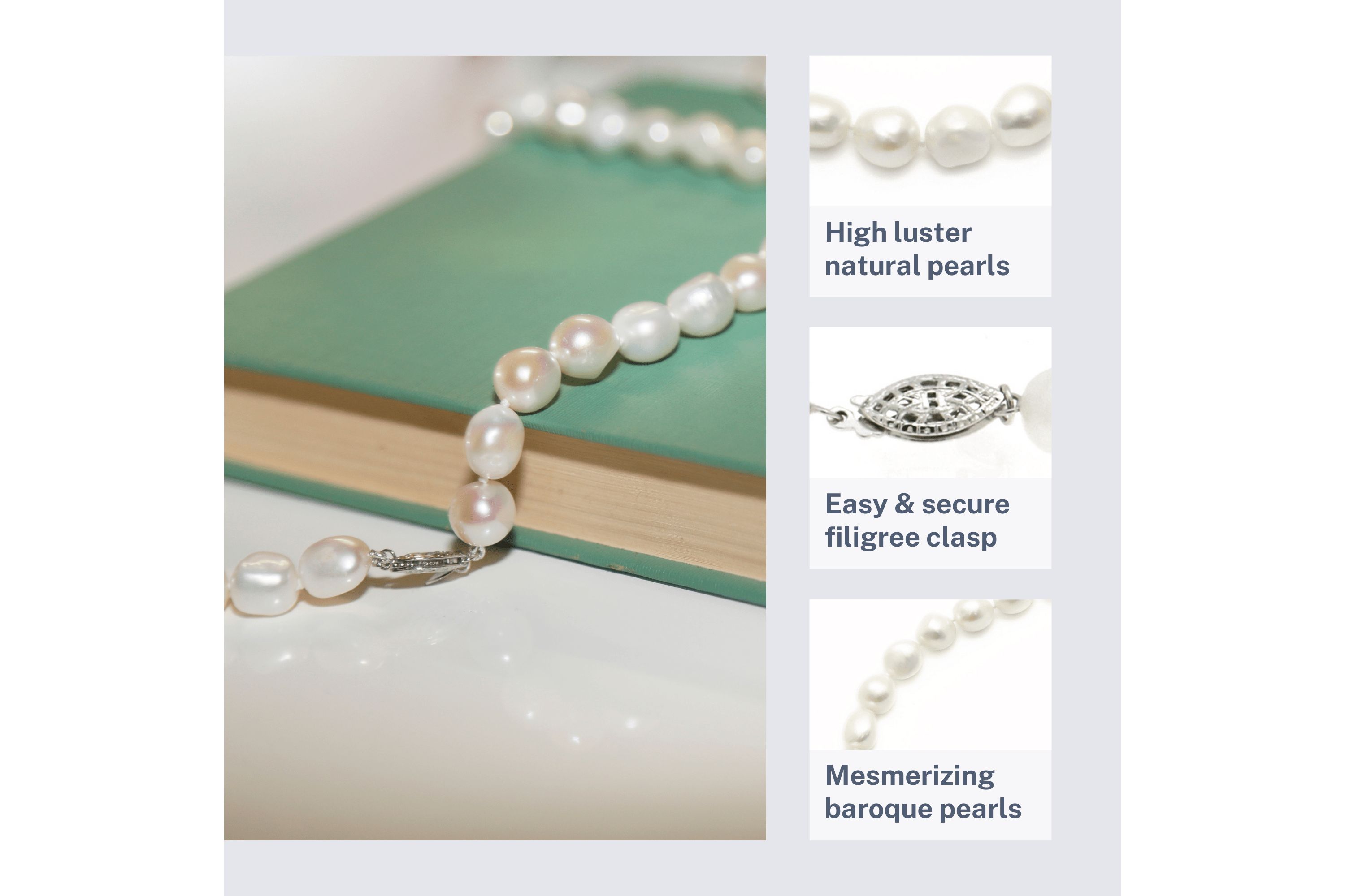 Sterling Silver Freshwater Pearl Baroque Shaped Cultured Necklace