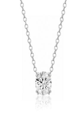 Belk & Co Lab Created 10K Yellow Gold 6MM Solitaire Round Pendant Embellished with Swarovski Zirconia, White, 18 in