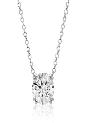 Belk & Co Lab Created 10K Yellow Gold 8MM Solitaire Round Pendant Embellished with Swarovski Zirconia, White, 18 in