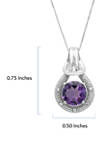 10K White Gold Amethyst with Diamond Accent Love Knot Pendant