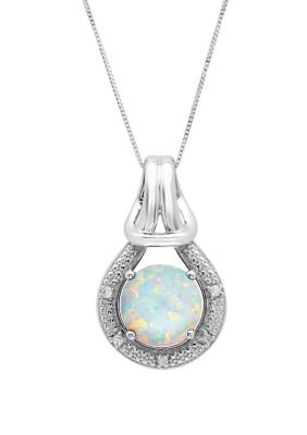 Belk & Co. 1 ct. t.w. Created Opal with 1/8 ct. t.w. Diamond Ring in ...
